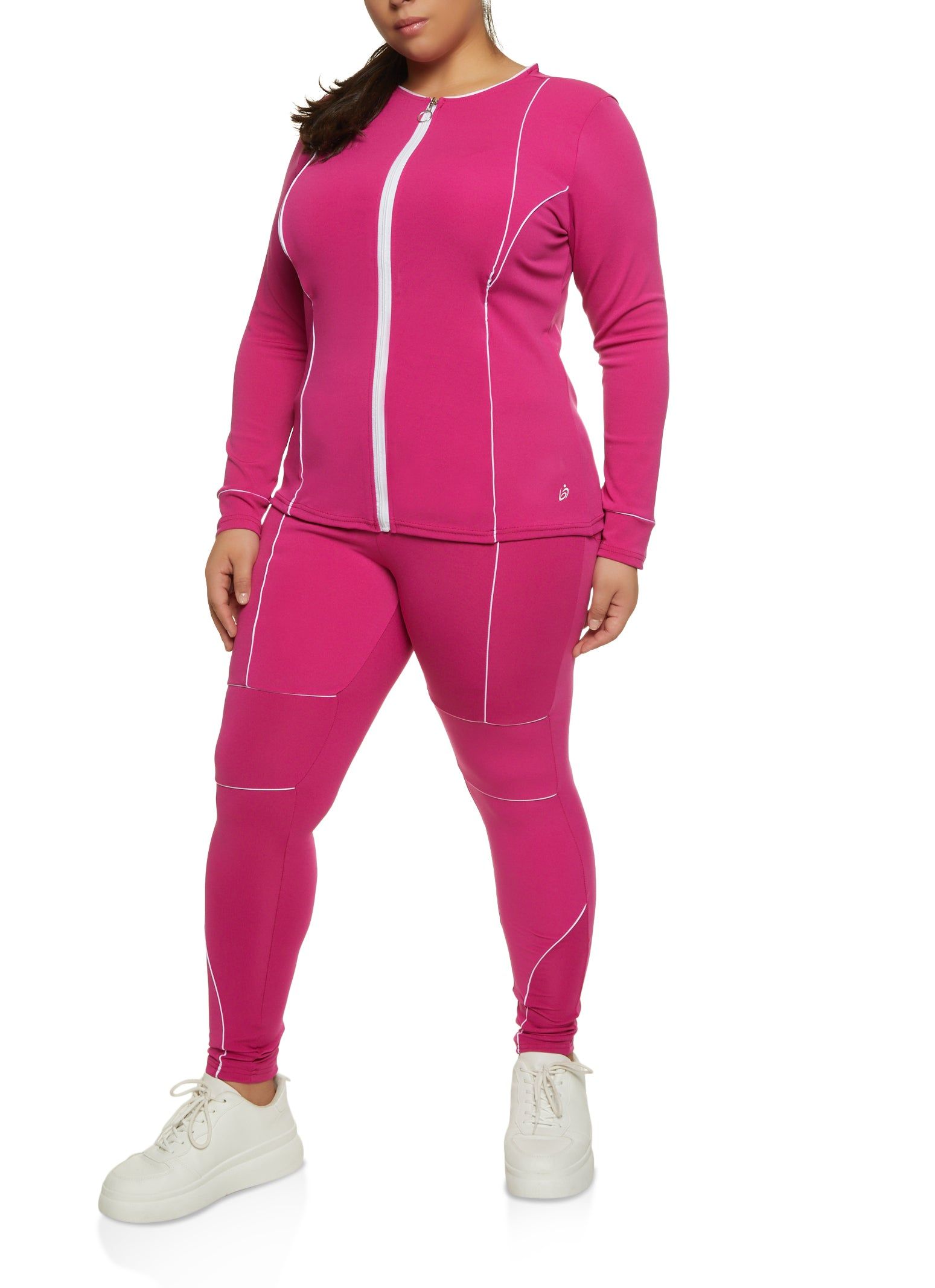 Plus Size Contrast Piping Zip Up Track Jacket sold by Rainbow product image thumbnail 2