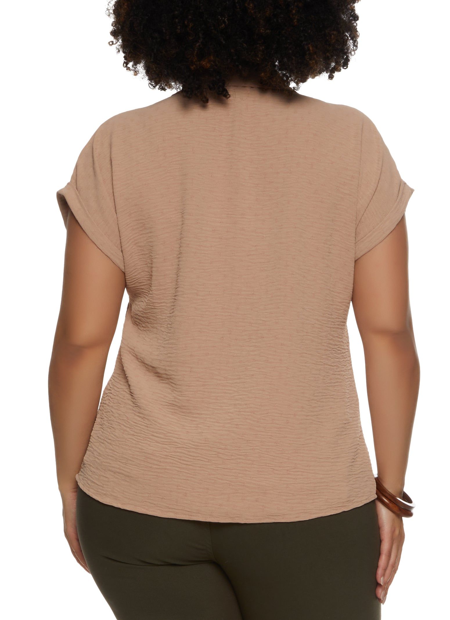 Plus Size Crepe Knit Button Front Shirt sold by Rainbow product image thumbnail 2