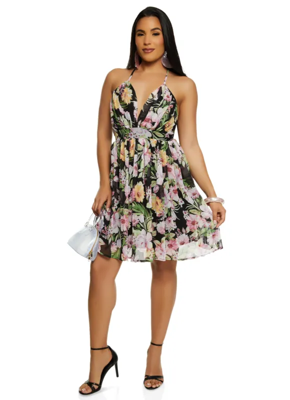 Haute Monde Floral Print Criss Cross Back Cami Dress sold by Rainbow