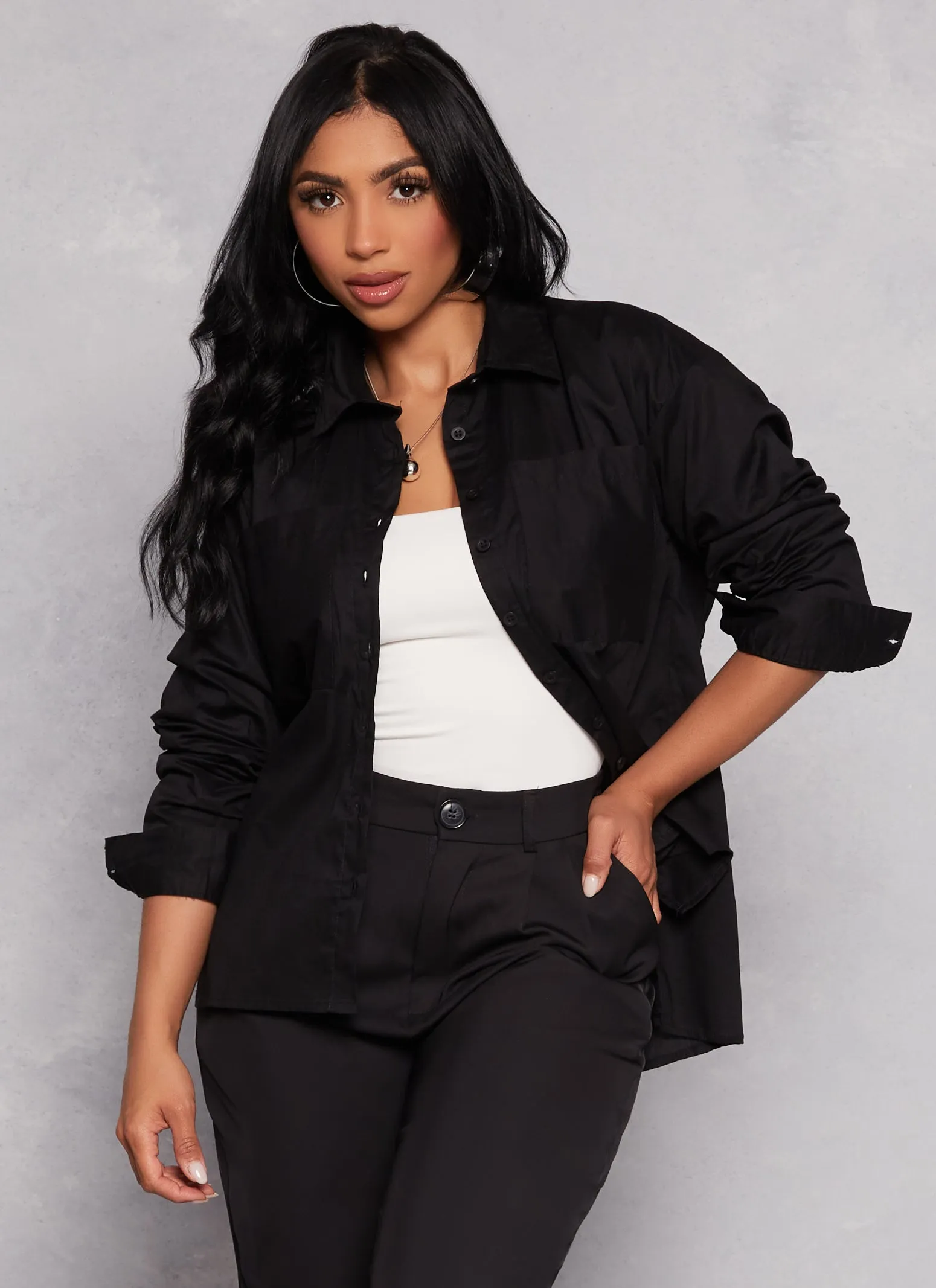 Button Front Cuffed Sleeve Shirt sold by Rainbow