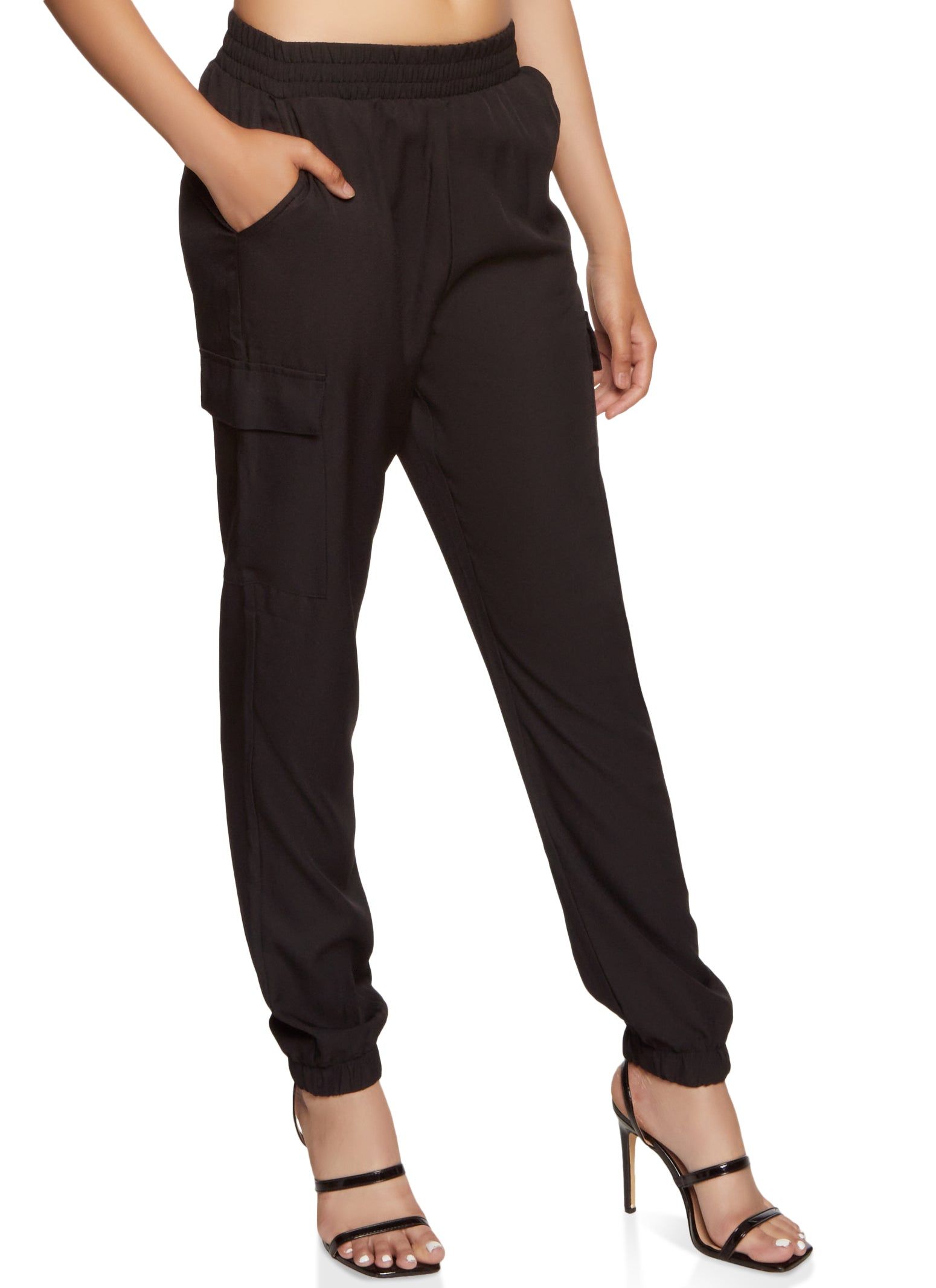 Crepe Knit Cargo Pocket Jogger sold by Rainbow