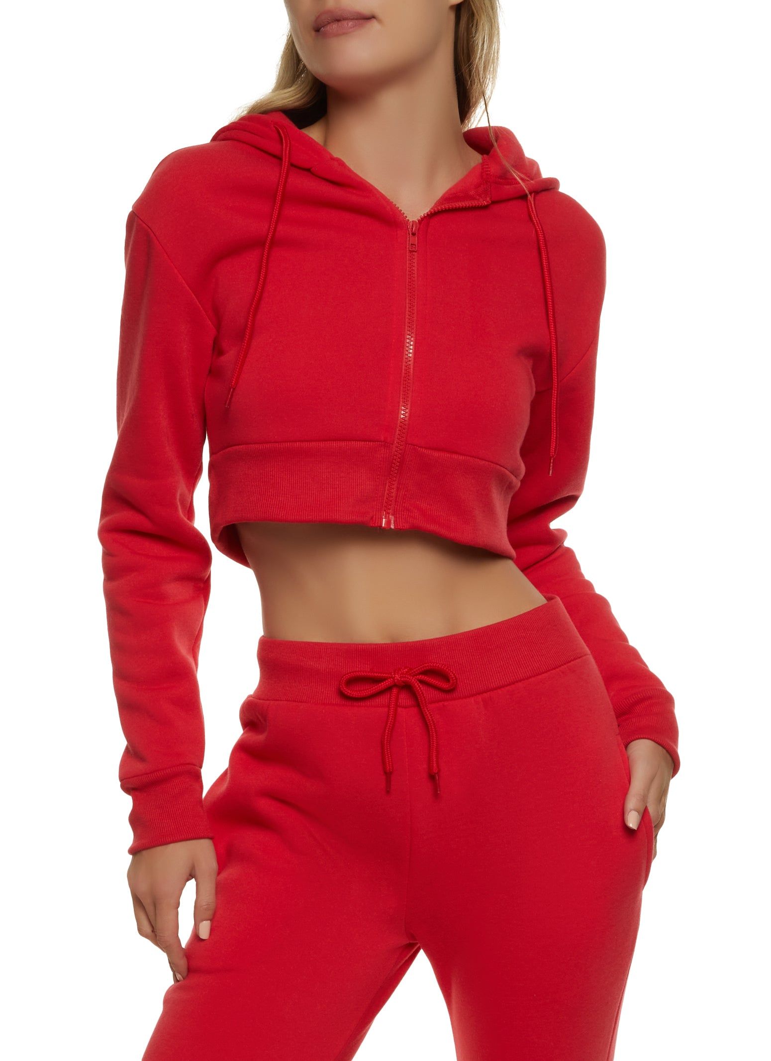 Fleece Zip Up Cropped Hoodie sold by Rainbow