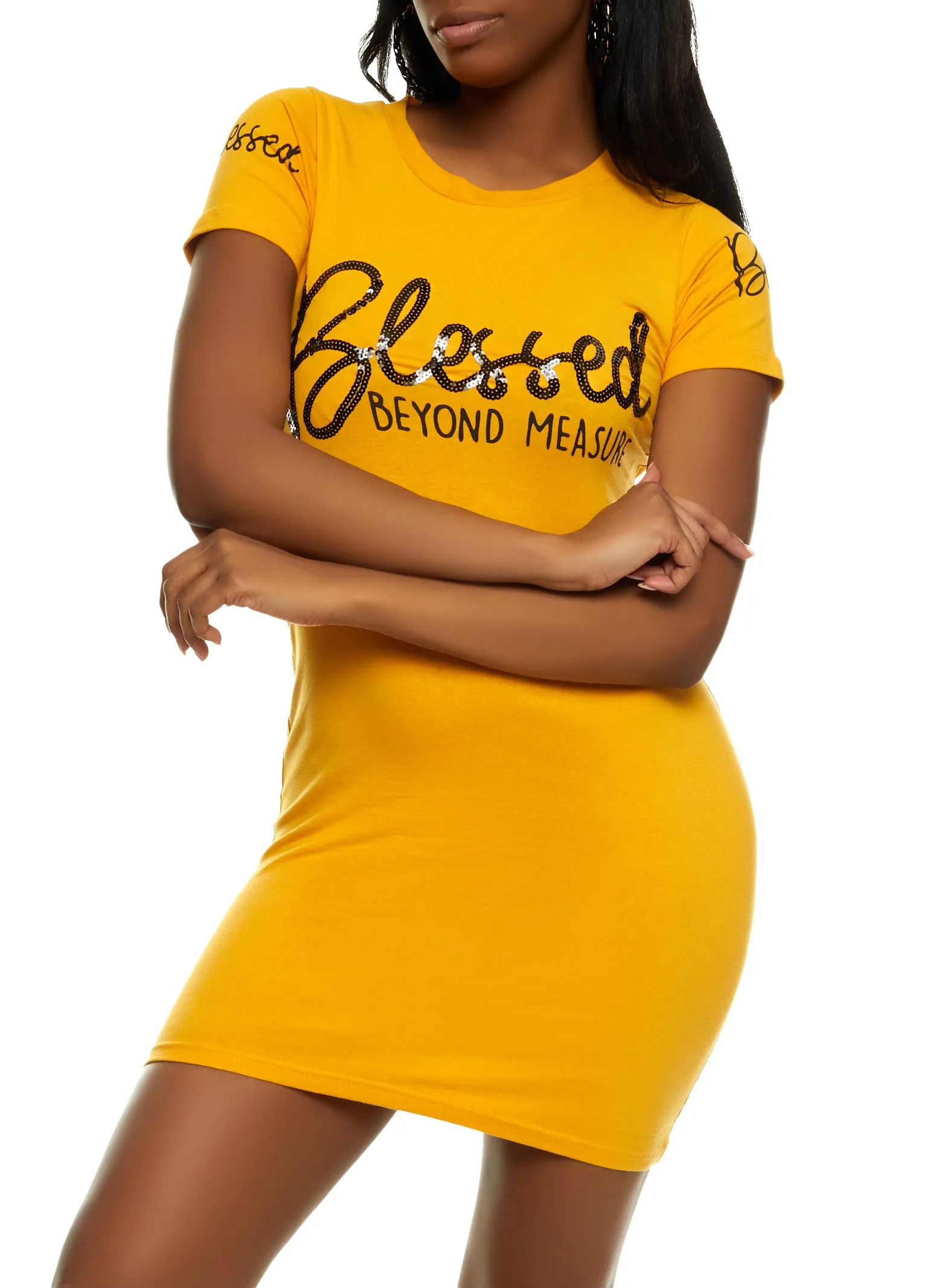 Blessed Sequin Graphic T Shirt Dress sold by Rainbow product image thumbnail 2