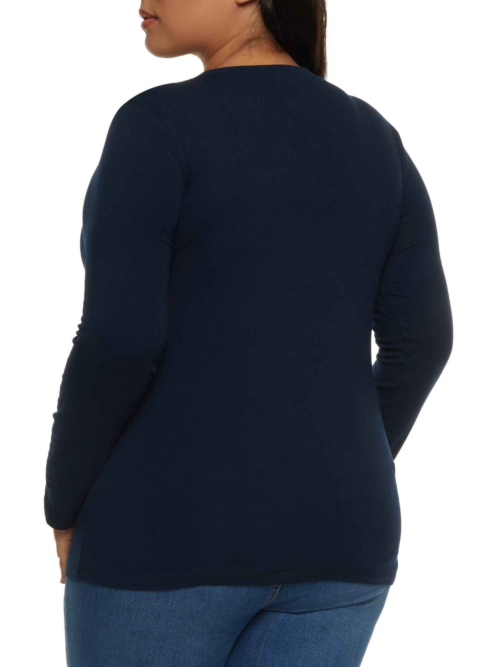 Plus Size Basic Crew Neck Long Sleeve Tee sold by Rainbow product image thumbnail 2