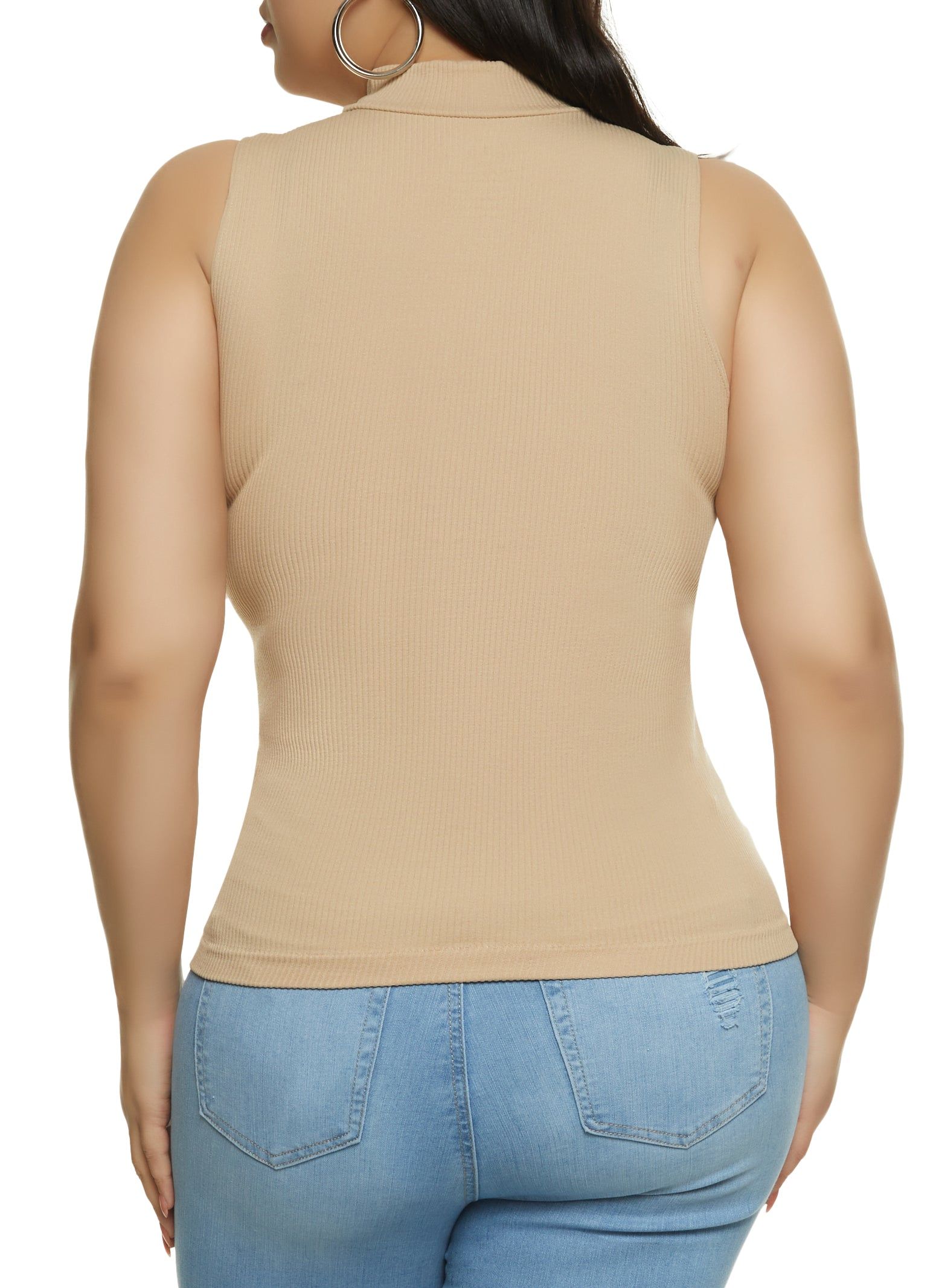 Plus Size Rib Knit Seamless Mock Neck Tank Top sold by Rainbow product image thumbnail 2