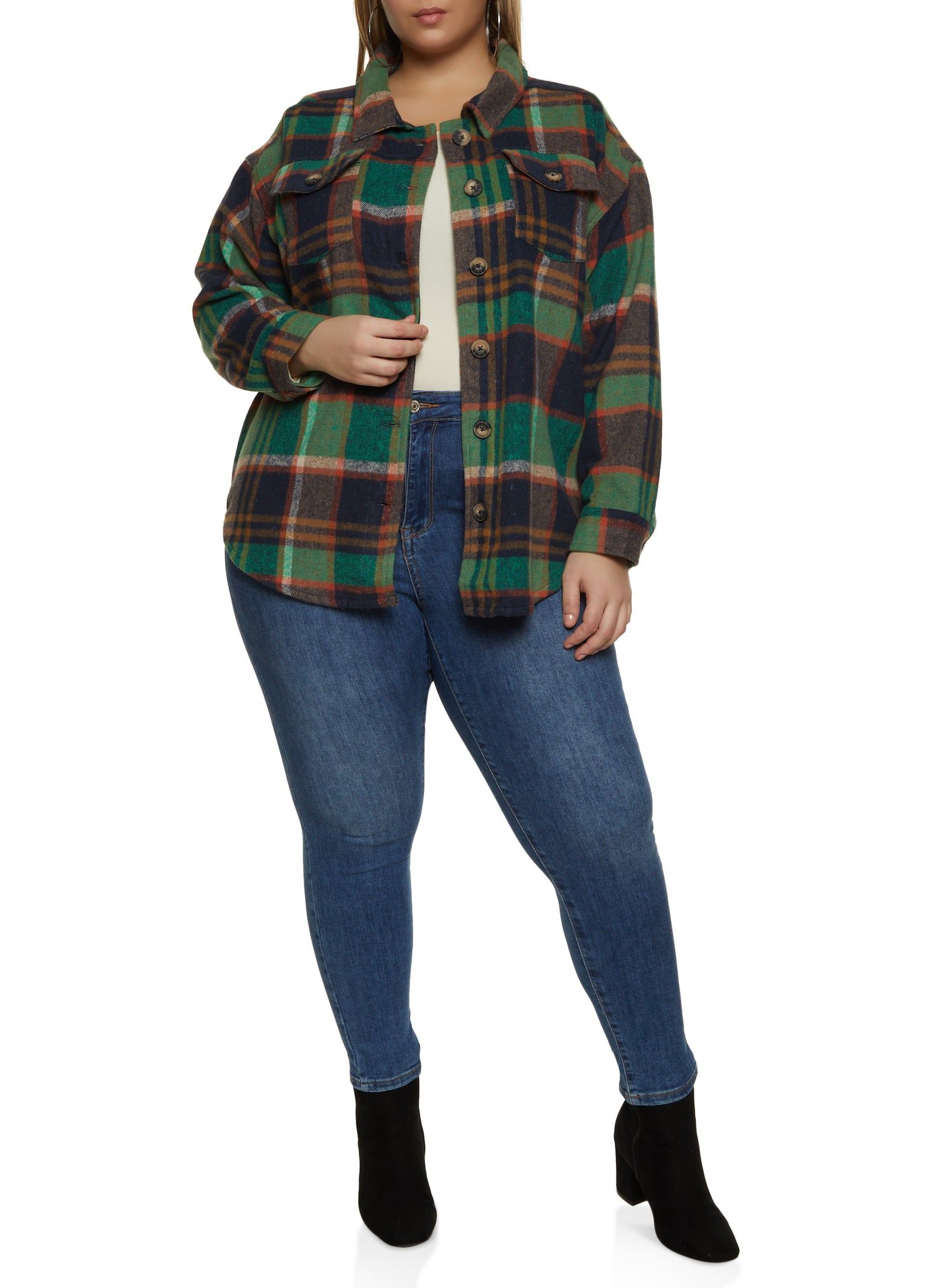 Plus Size Plaid Shacket sold by Rainbow product image thumbnail 2