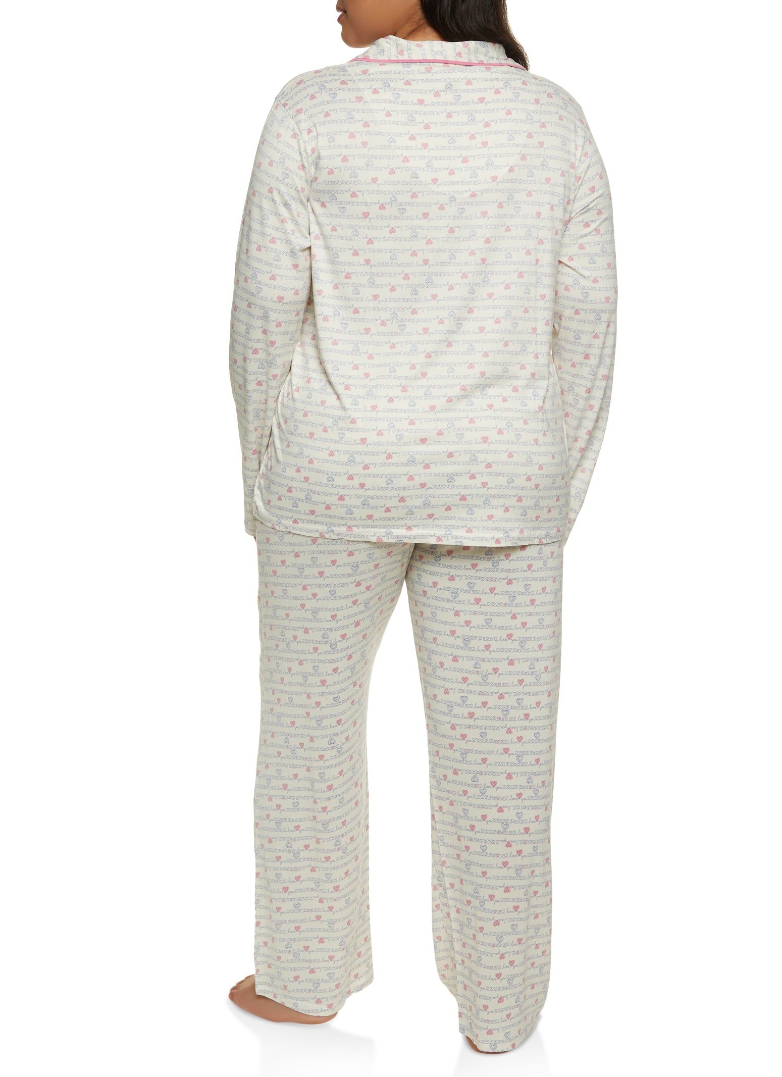 Plus Size Heart Printed Long Sleeve Pajama Shirt and Pants sold by Rainbow product image thumbnail 2