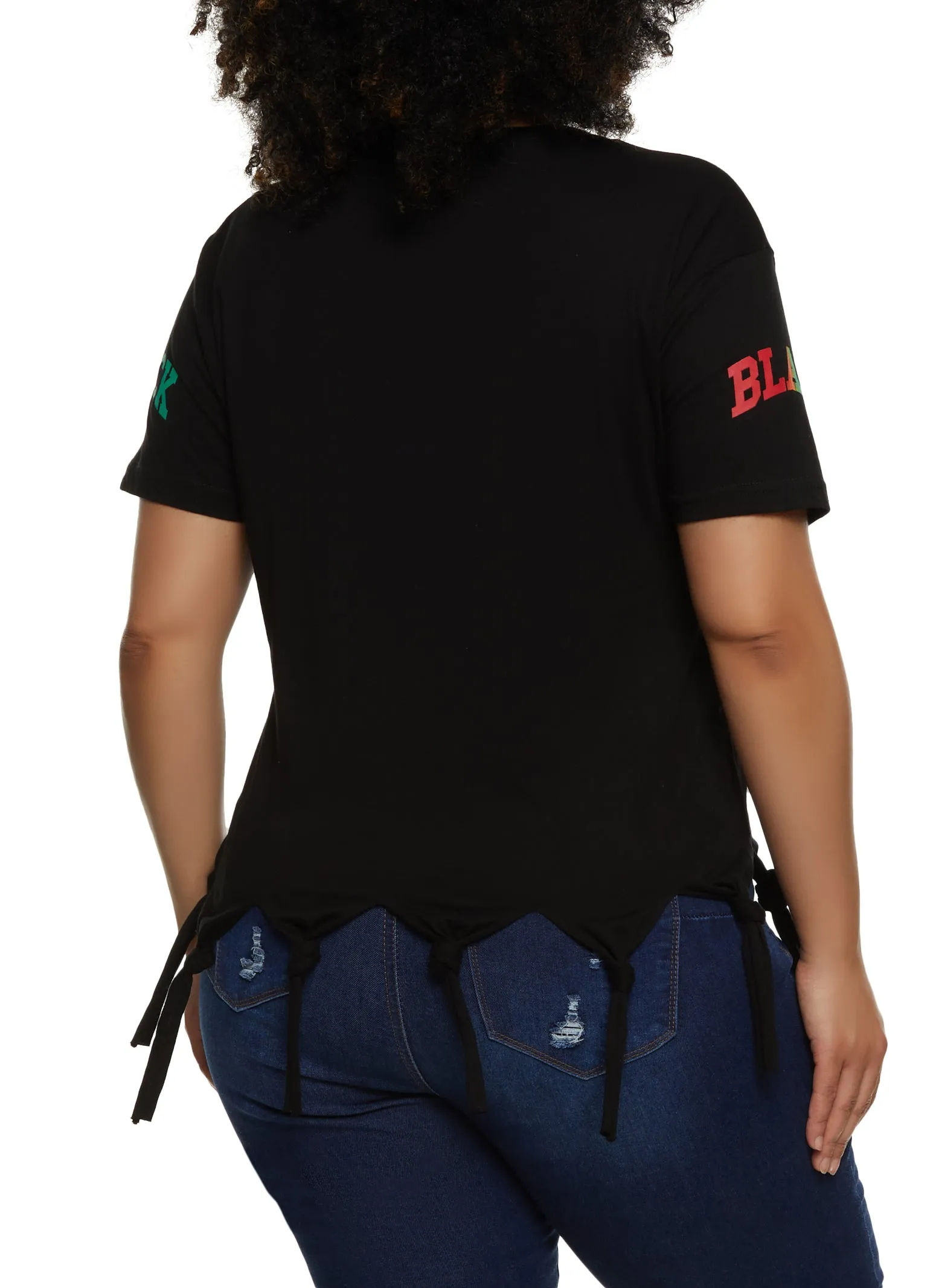 Plus Size Black Excellence Knot Fringe Tee sold by Rainbow product image thumbnail 3