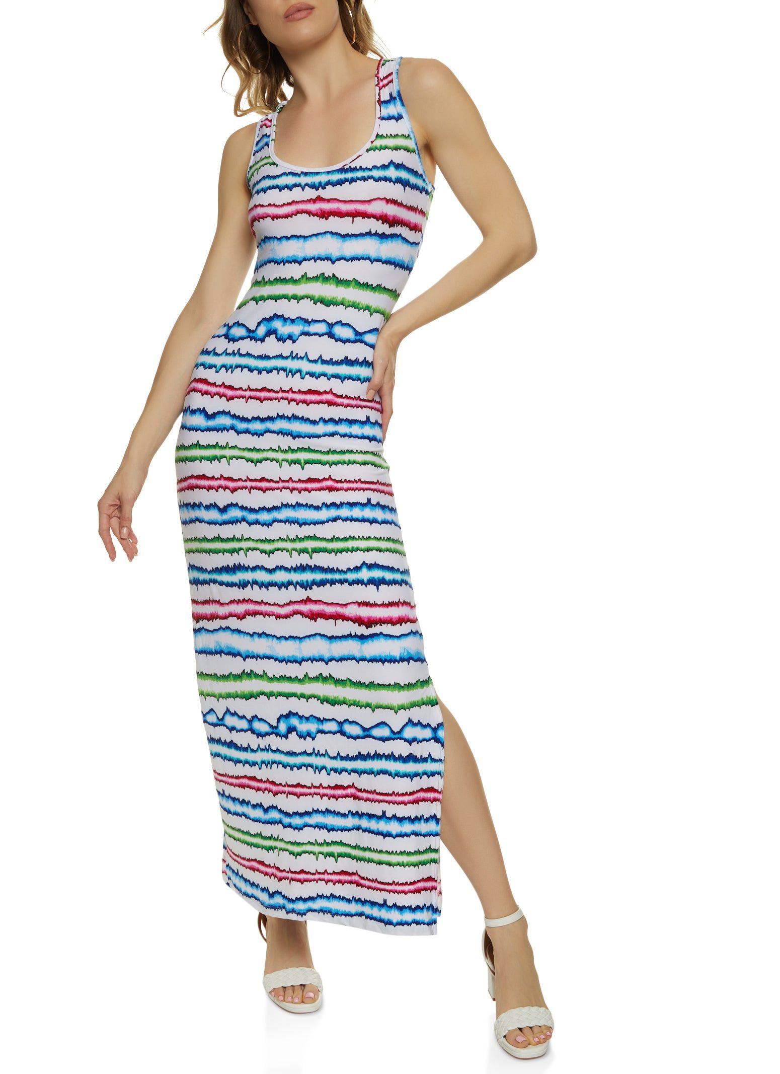 Tie Dye Striped Scoop Neck Tank Dress sold by Rainbow product image thumbnail 2