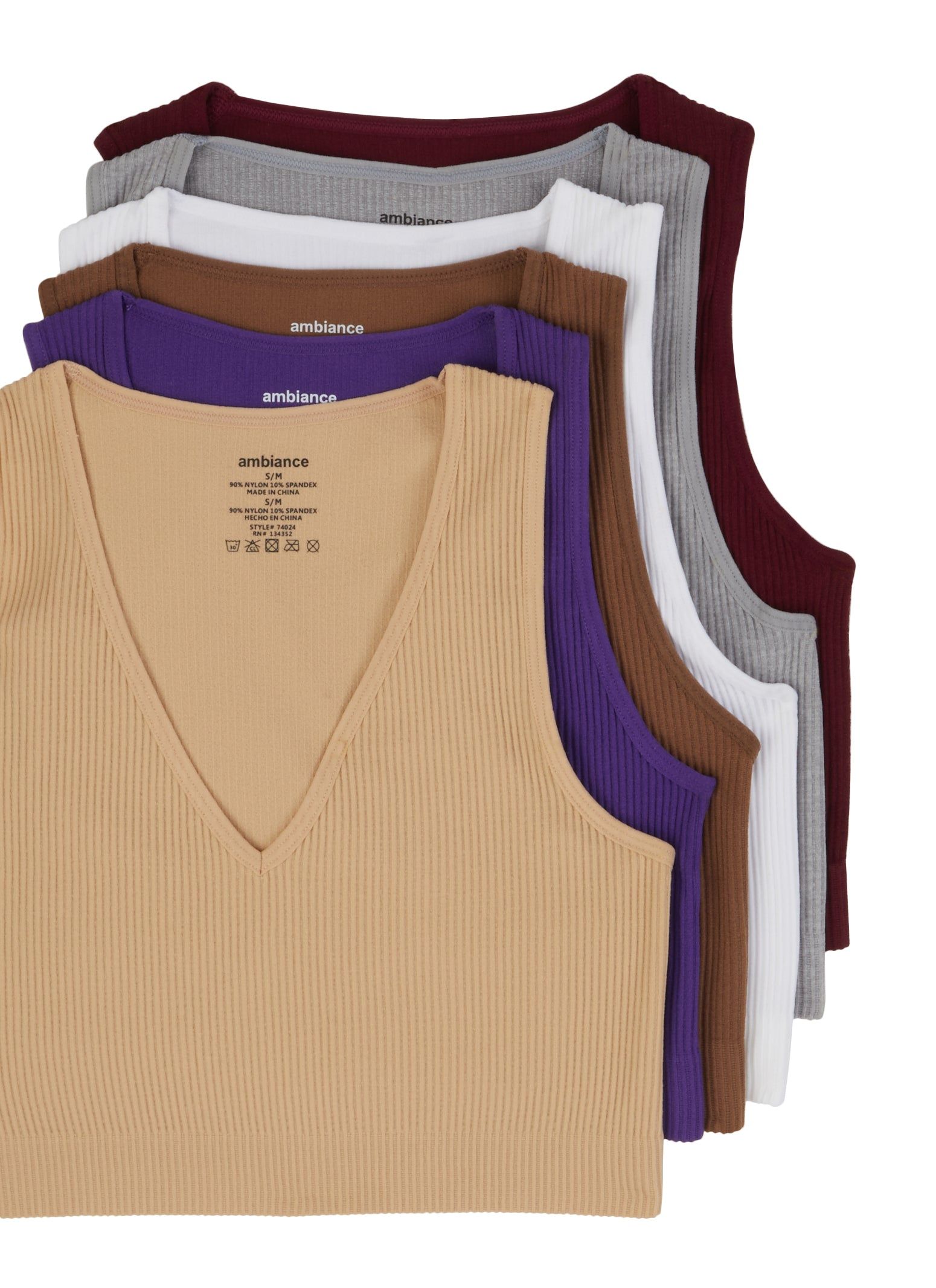 Seamless Ribbed V Neck Cropped Tank Top sold by Rainbow