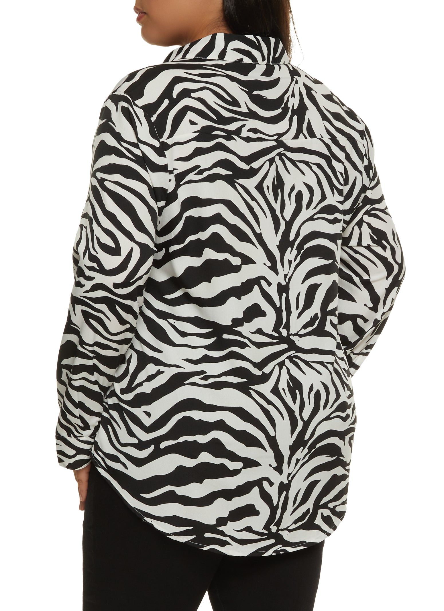 Plus Size Zebra Print Button Front Shirt sold by Rainbow product image thumbnail 2