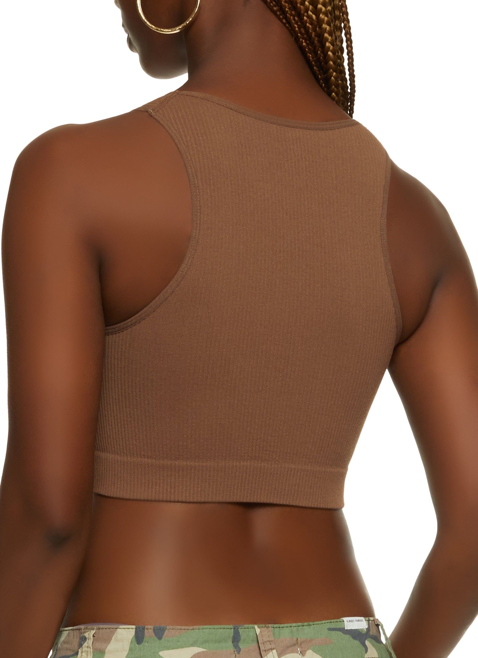 Seamless Ribbed V Neck Cropped Tank Top sold by Rainbow product image thumbnail 5