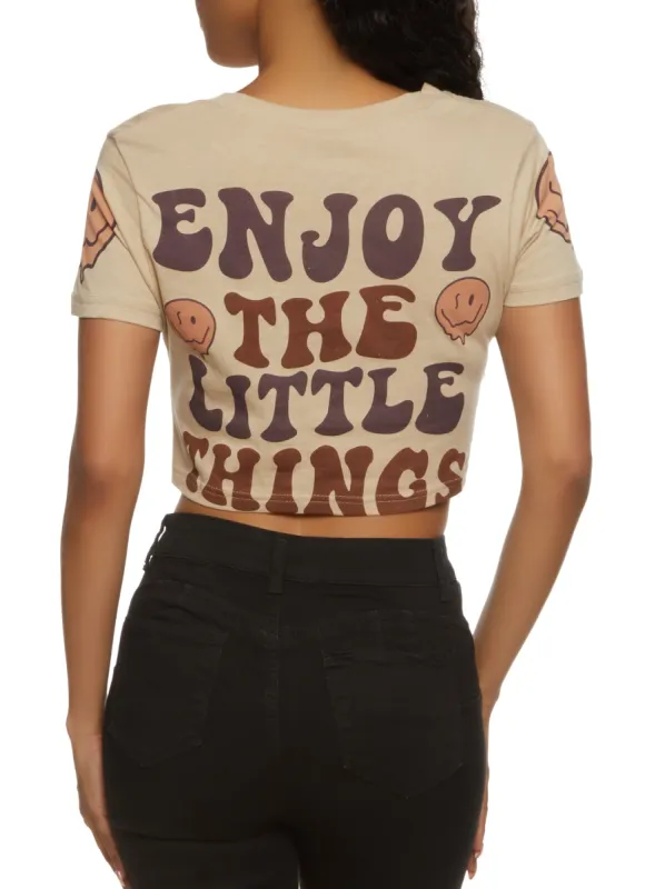 Enjoy The Little Things Smiley Cropped Tee sold by Rainbow