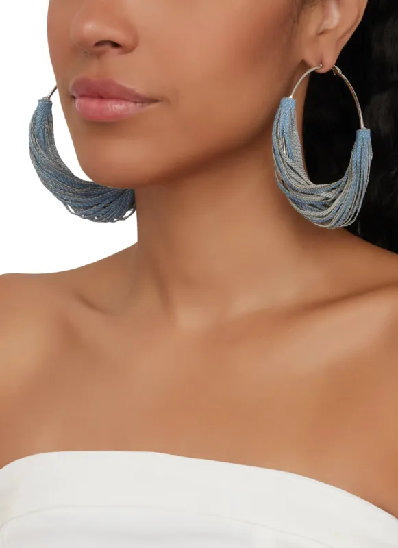 Denim Detail Hoop Earrings made by Rainbow