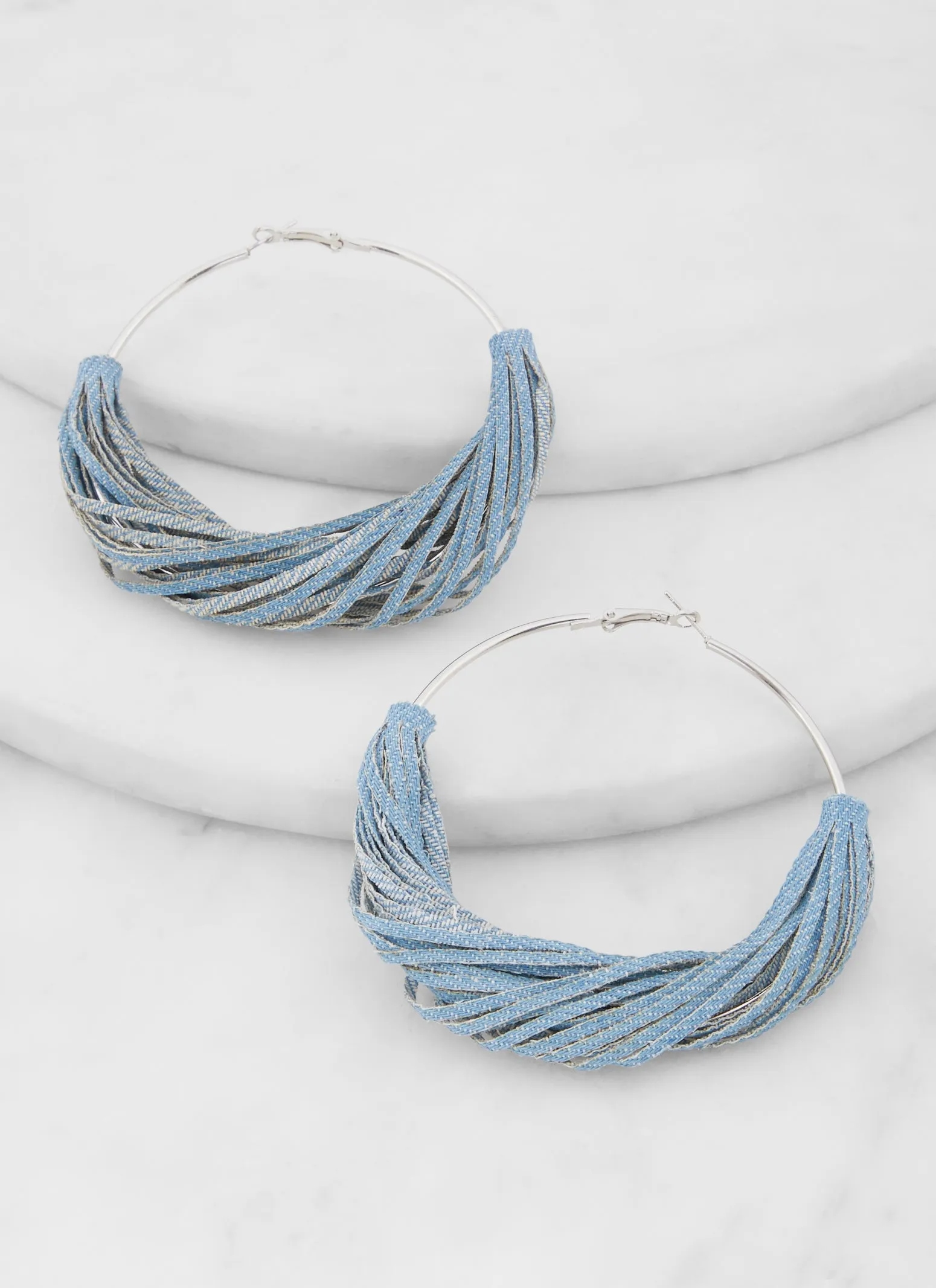 Denim Detail Hoop Earrings sold by Rainbow product image thumbnail 2
