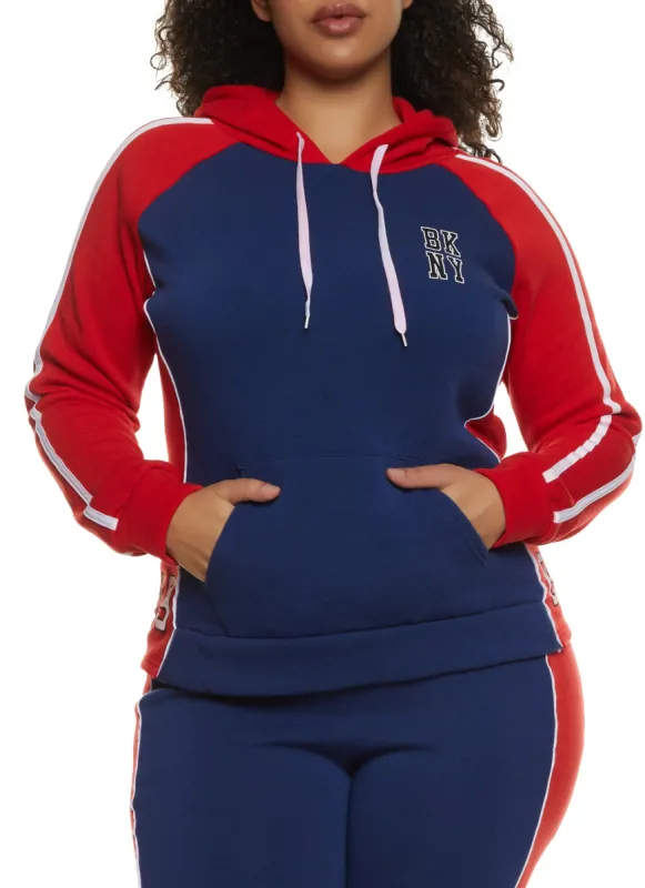 Plus Size BKNY 89 Color Blocked Hoodie sold by Rainbow