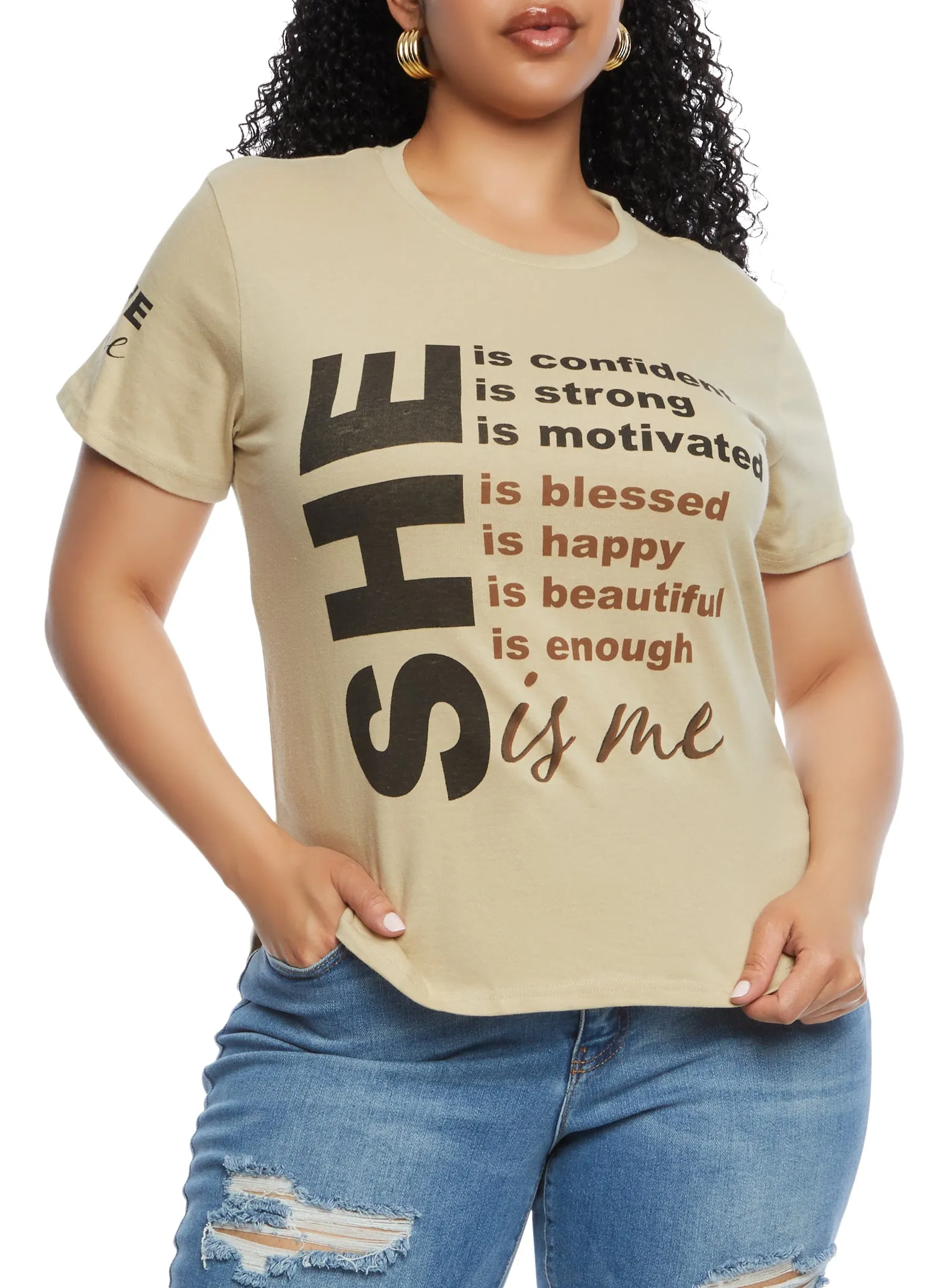 Plus She Is Me Graphic High Low Tee sold by Rainbow