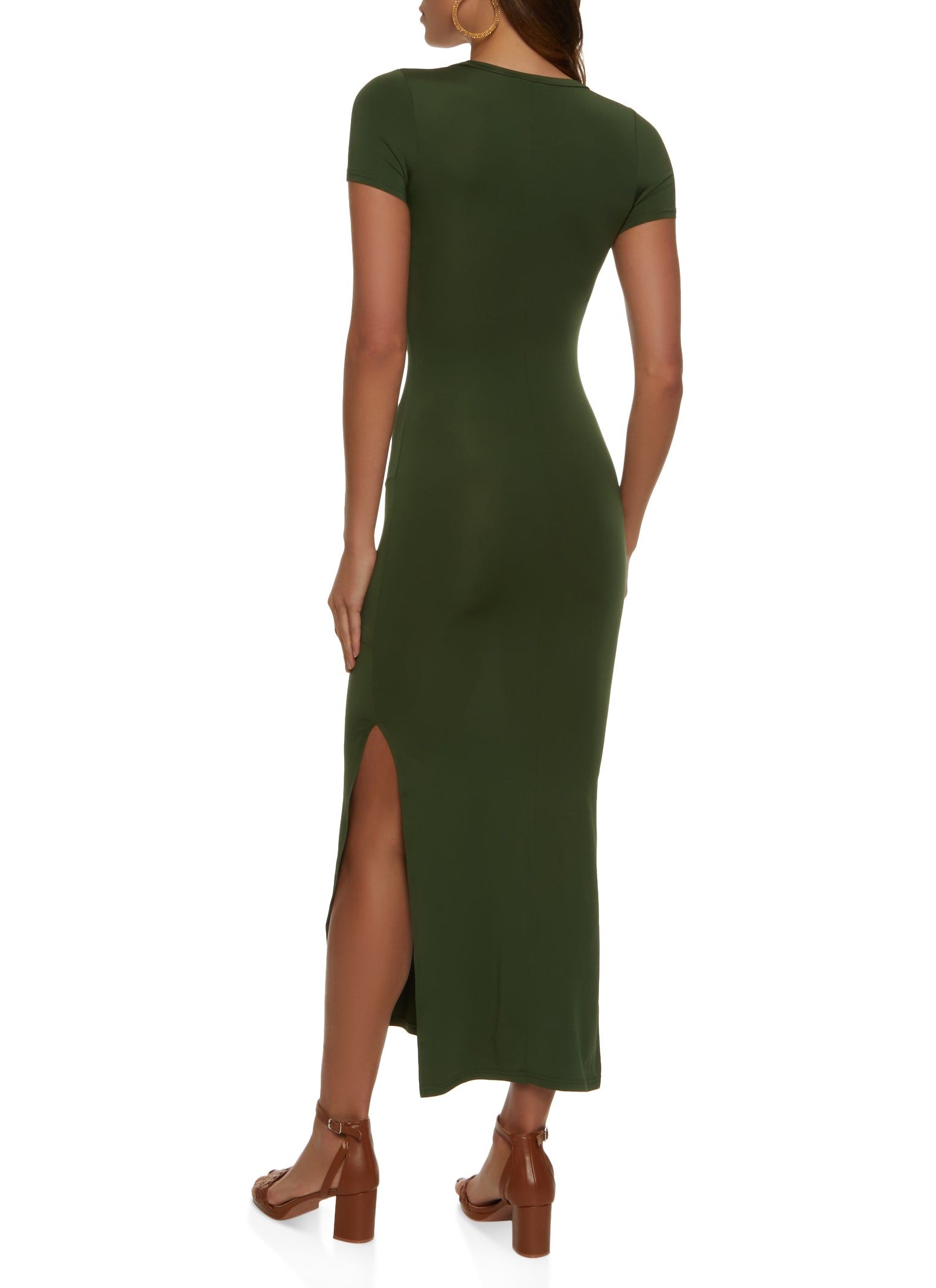 Crew Neck Side Slit Maxi Dress sold by Rainbow product image thumbnail 3