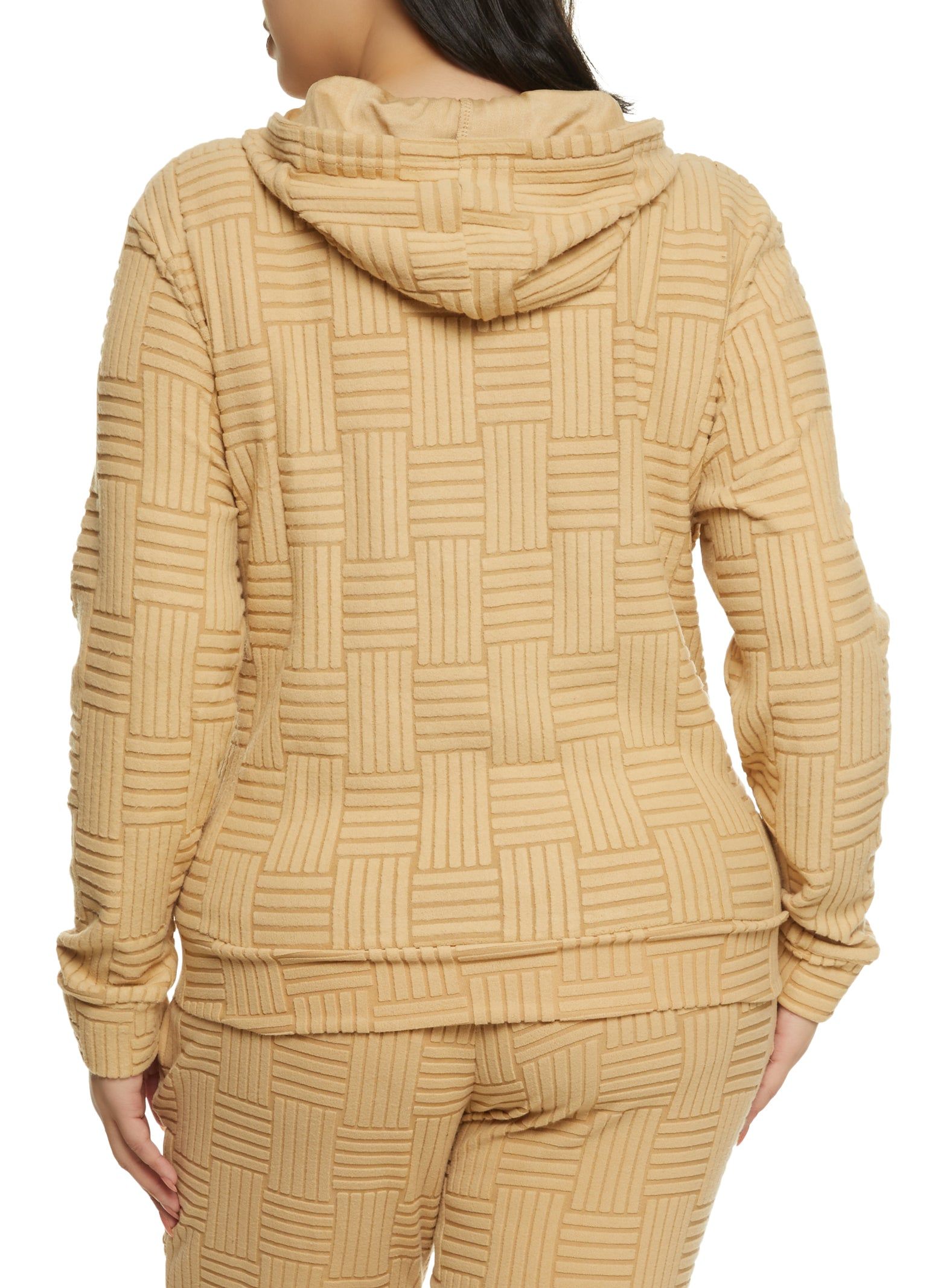 Plus Size Textured Fleece Zip Front Hoodie sold by Rainbow product image thumbnail 3