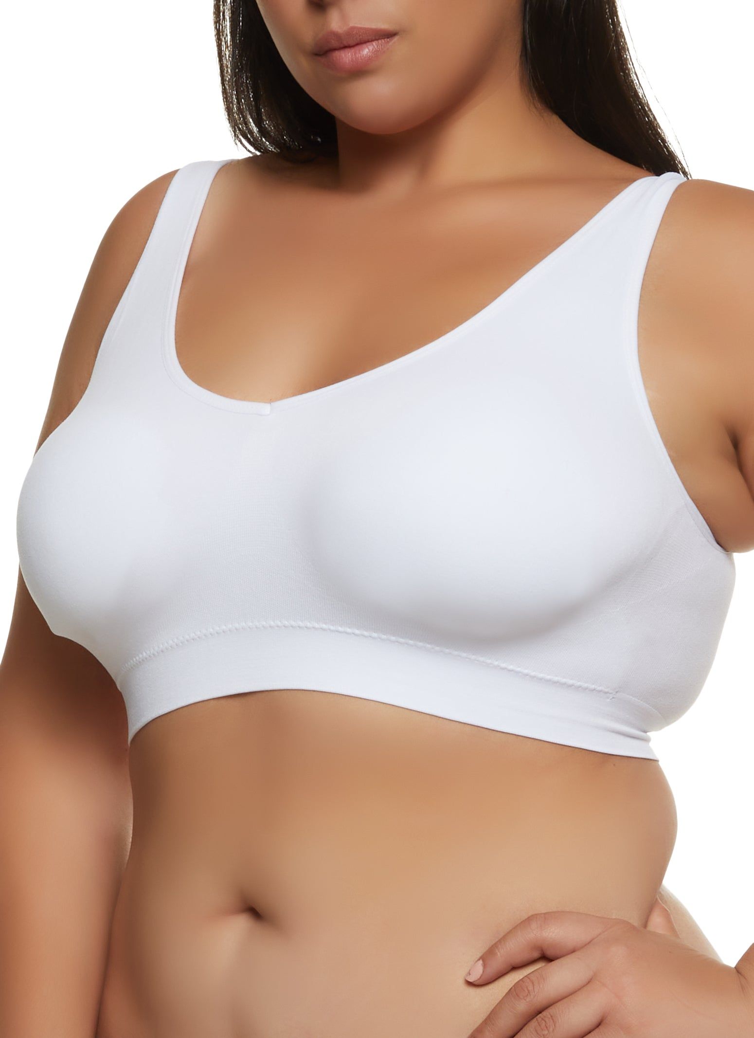 Plus Size Basic V Neck Sports Bra sold by Rainbow