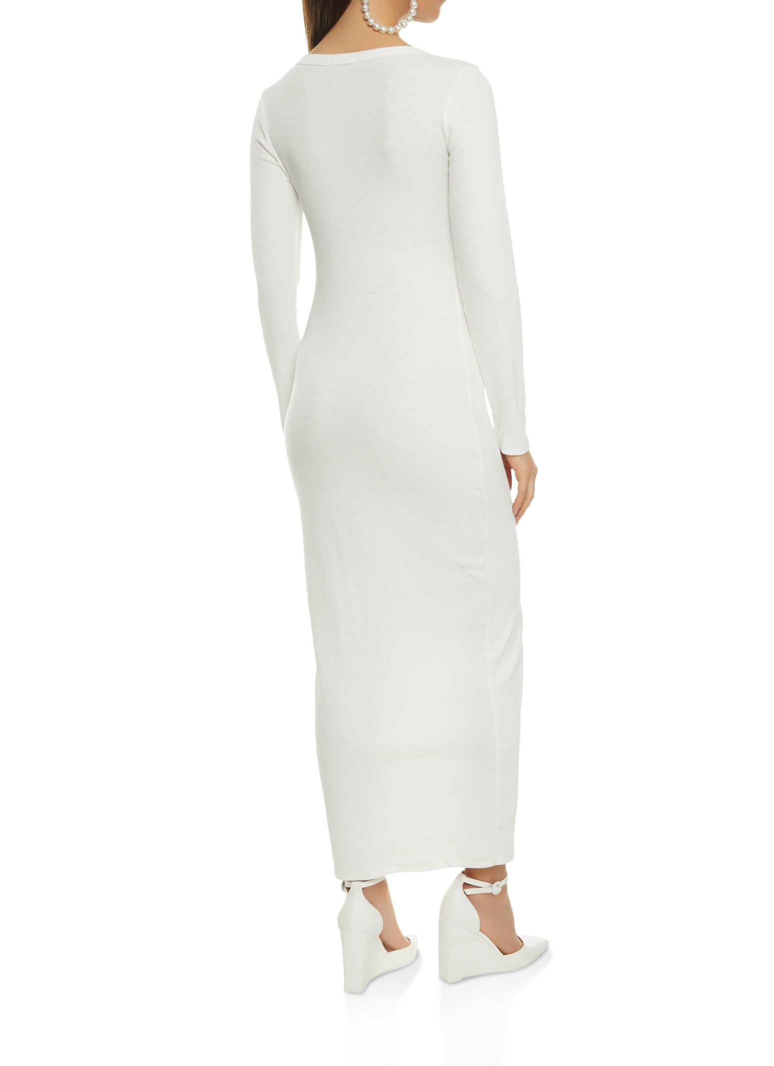 Ribbed Faux Button Front Maxi Dress sold by Rainbow product image thumbnail 3