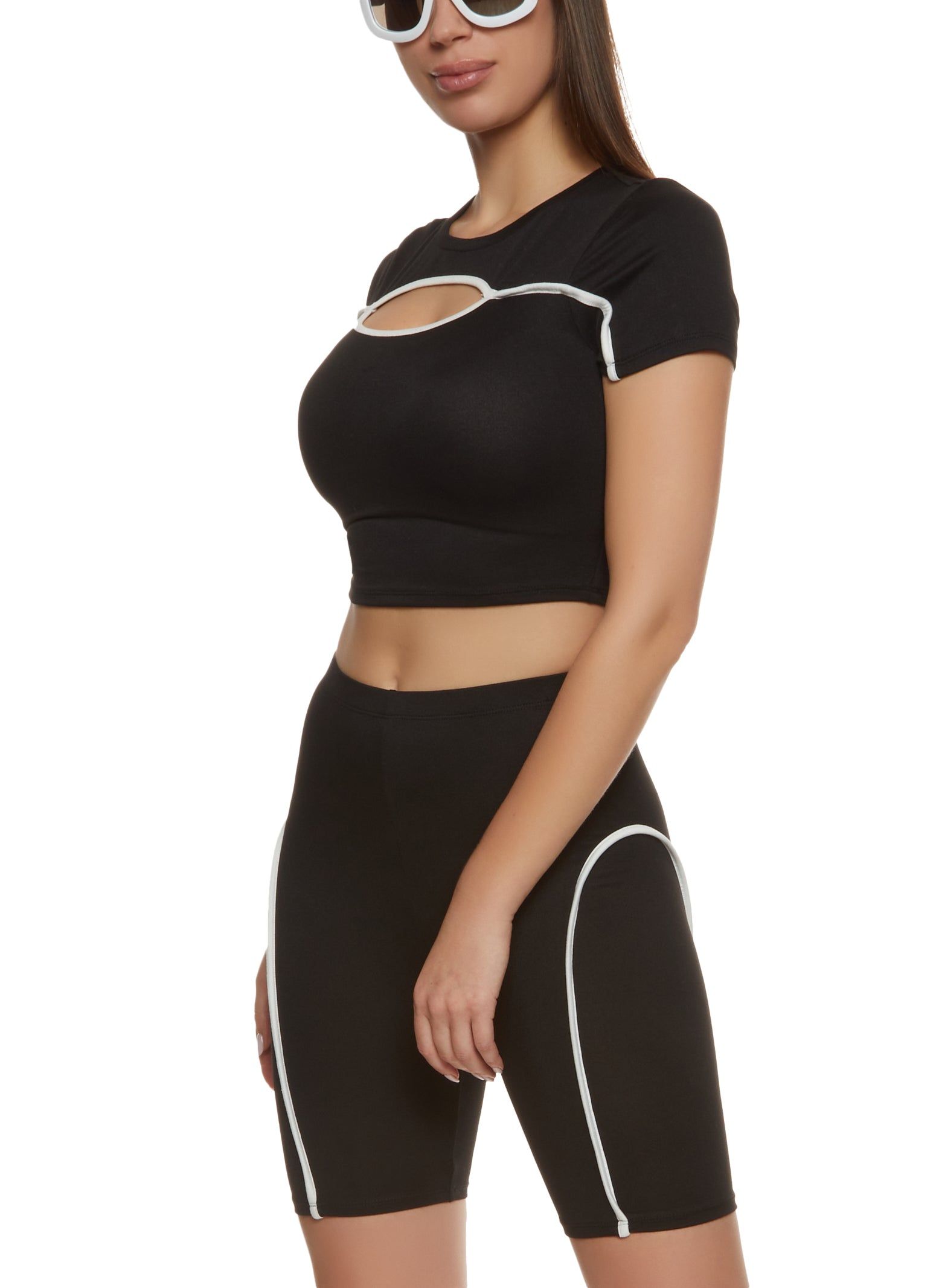 Contrast Piping Keyhole Crop Top sold by Rainbow product image thumbnail 2