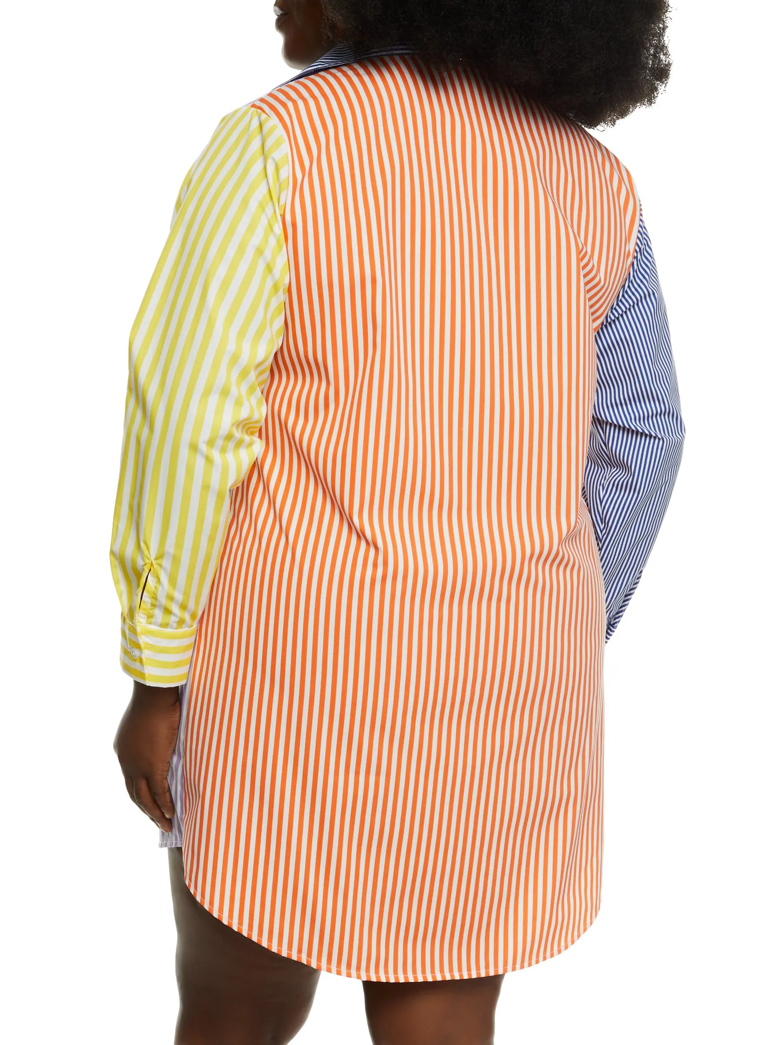 Plus Size Poplin Color Block Striped Shirt Dress sold by Rainbow product image thumbnail 3