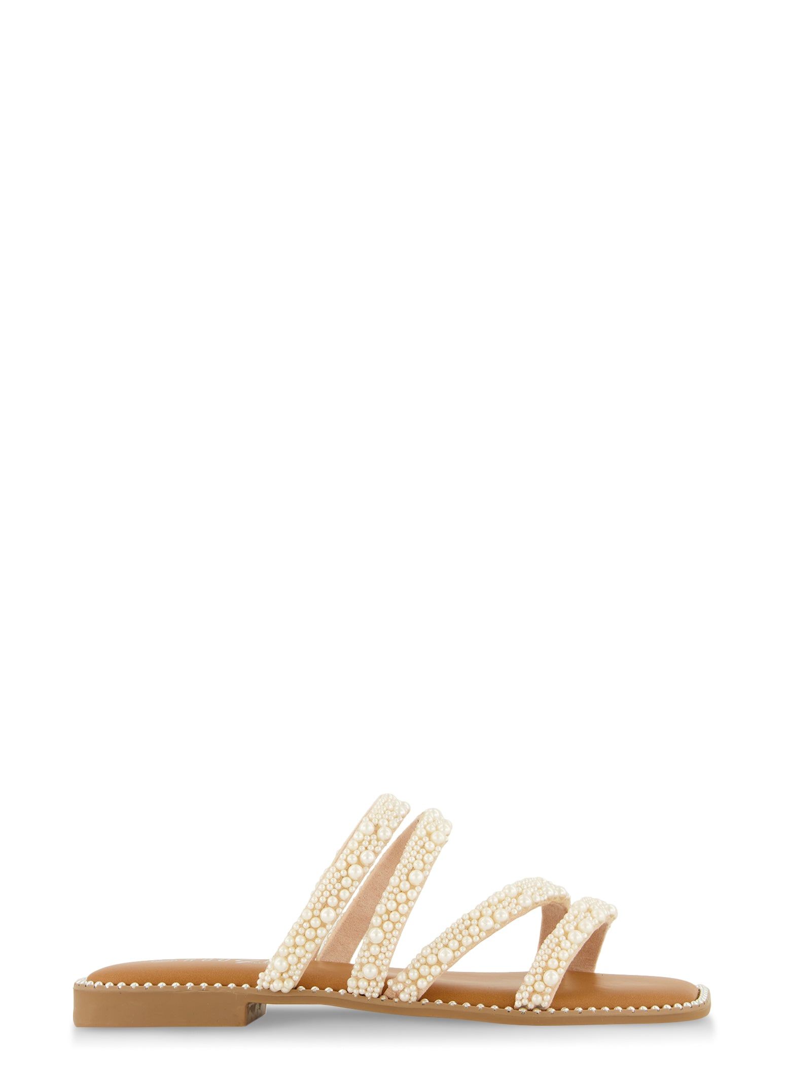 Faux Pearl Asymmetrical Strappy Slide Sandals sold by Rainbow product image thumbnail 2