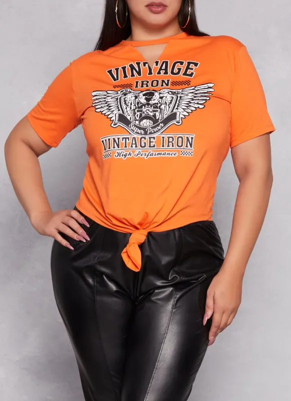 Plus Size Vintage Iron Keyhole Graphic Tee sold by Rainbow