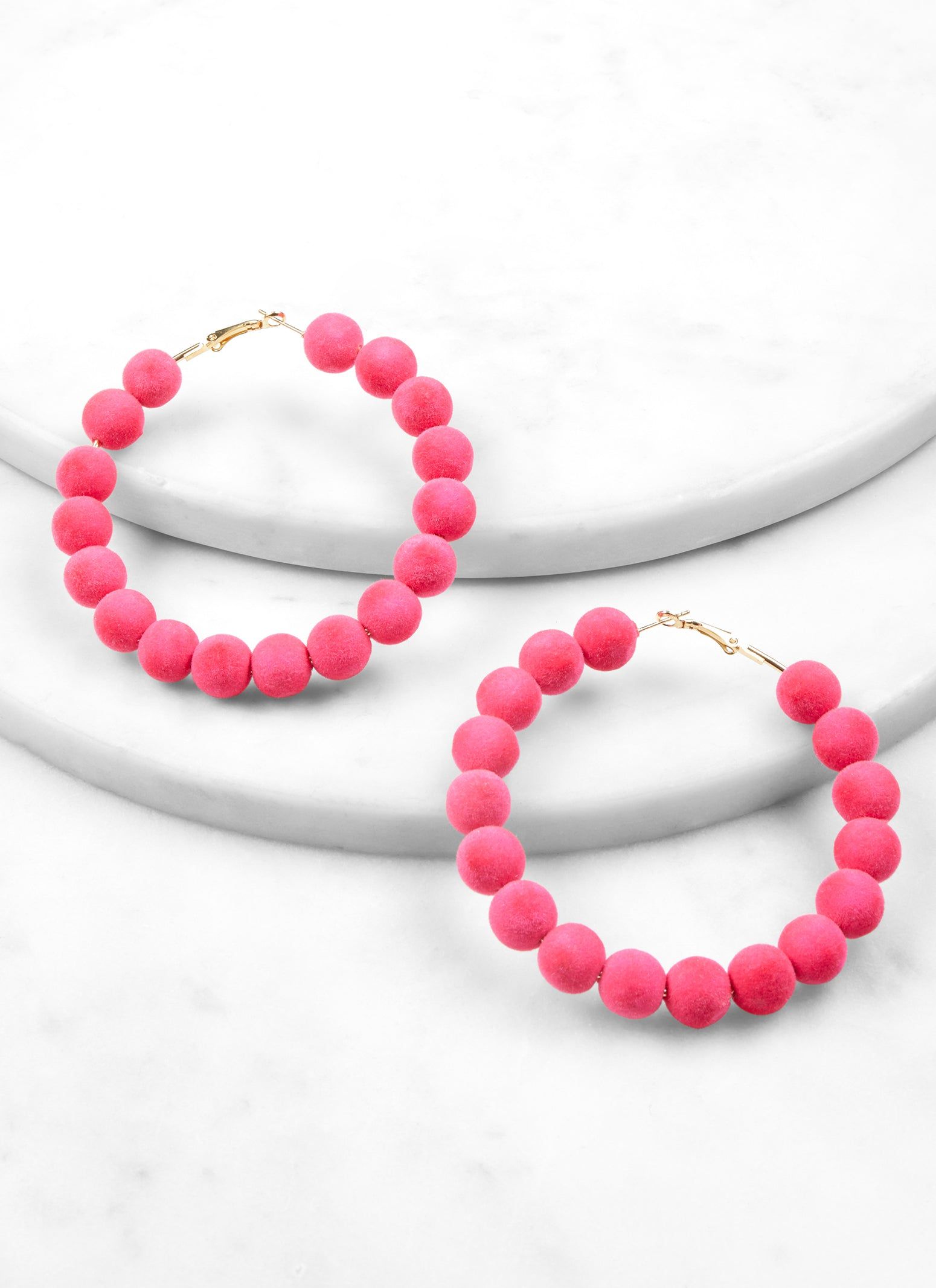 Velvet Beaded Hoop Earrings sold by Rainbow product image thumbnail 2