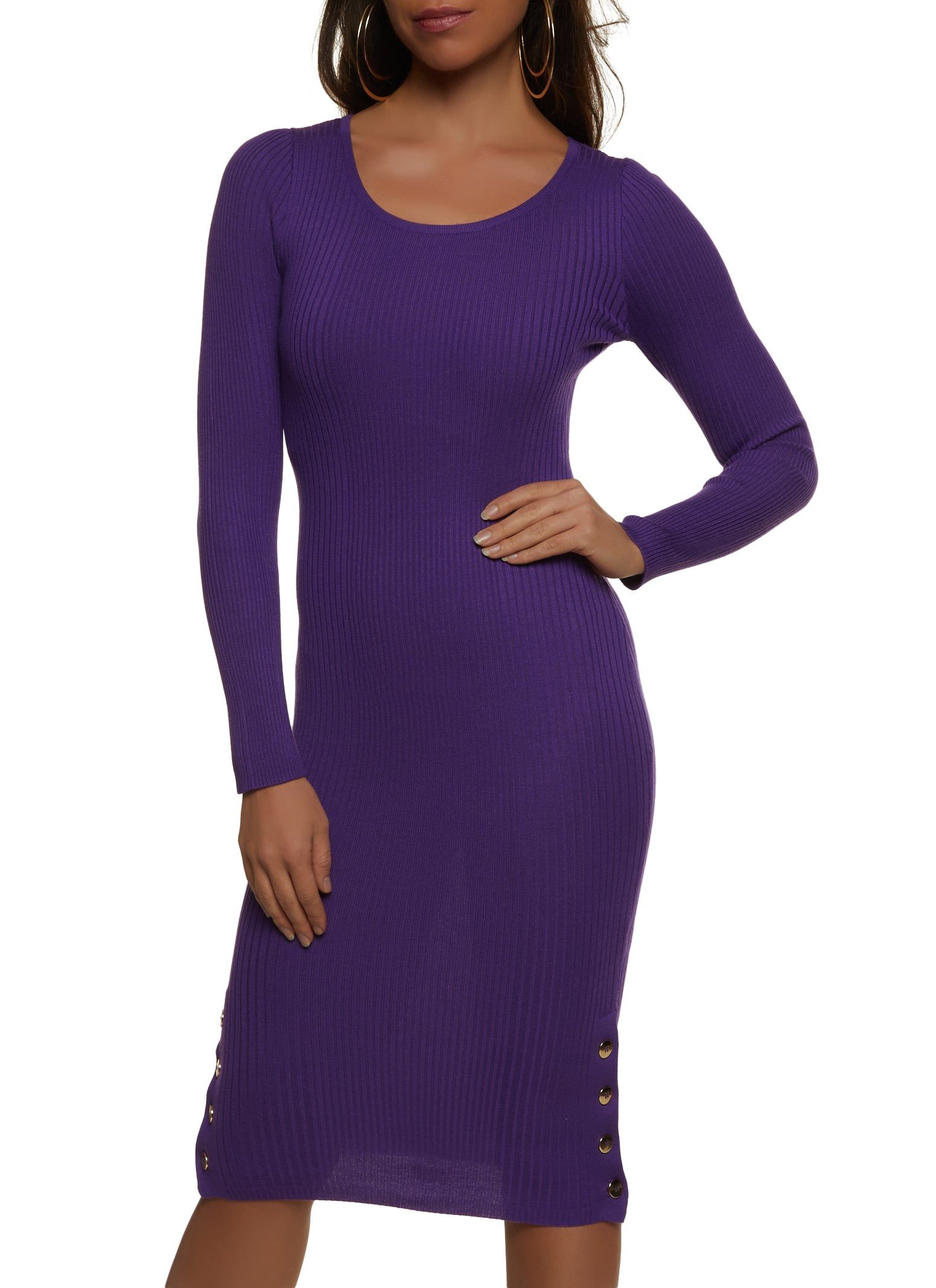 Side Button Detail Midi Sweater Dress sold by Rainbow