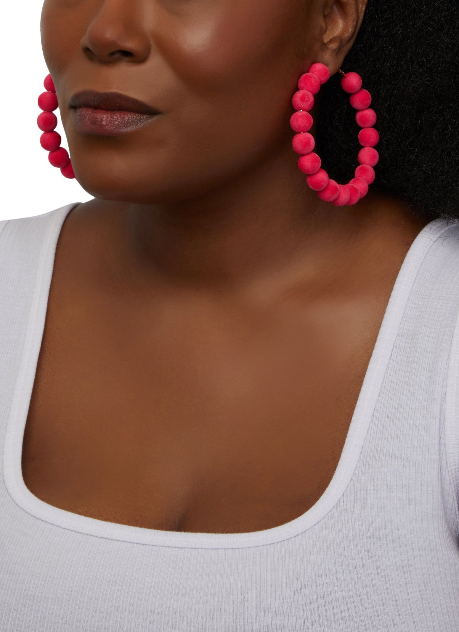 Velvet Beaded Hoop Earrings sold by Rainbow