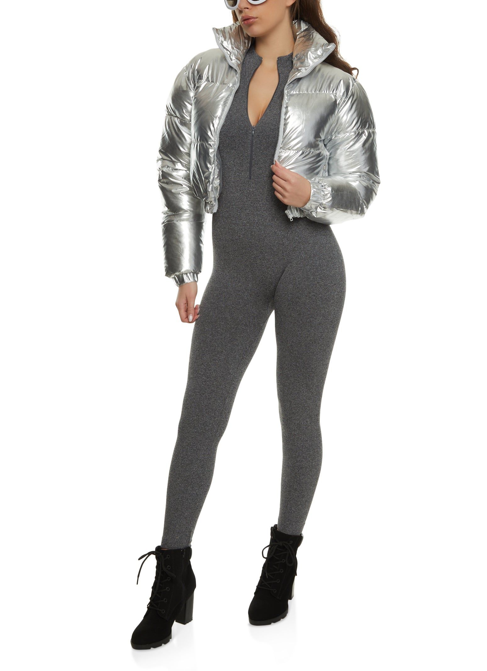 Mock Neck Zip Front Puffer Jacket sold by Rainbow product image thumbnail 2