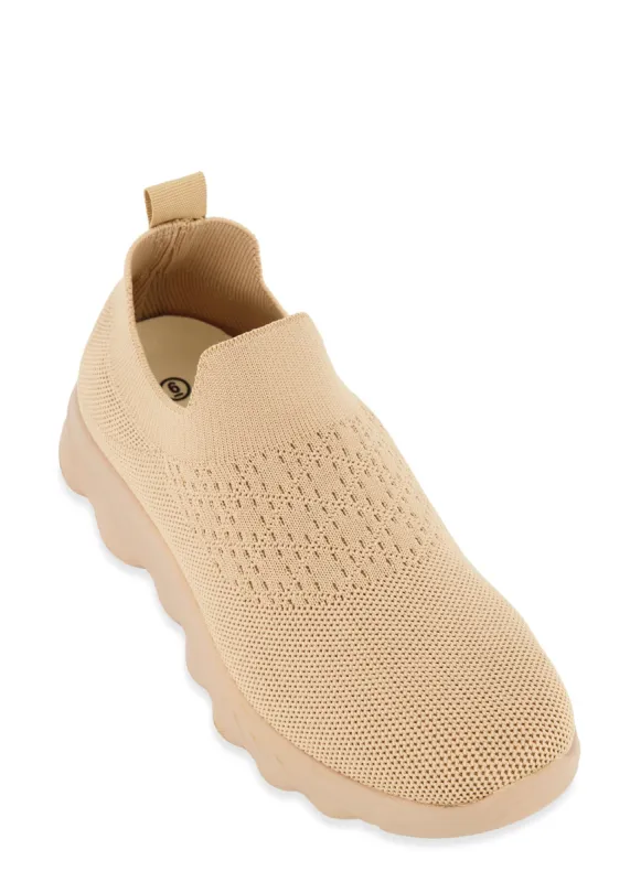 Textured Knit Pull Tab Slip On Sneakers sold by Rainbow