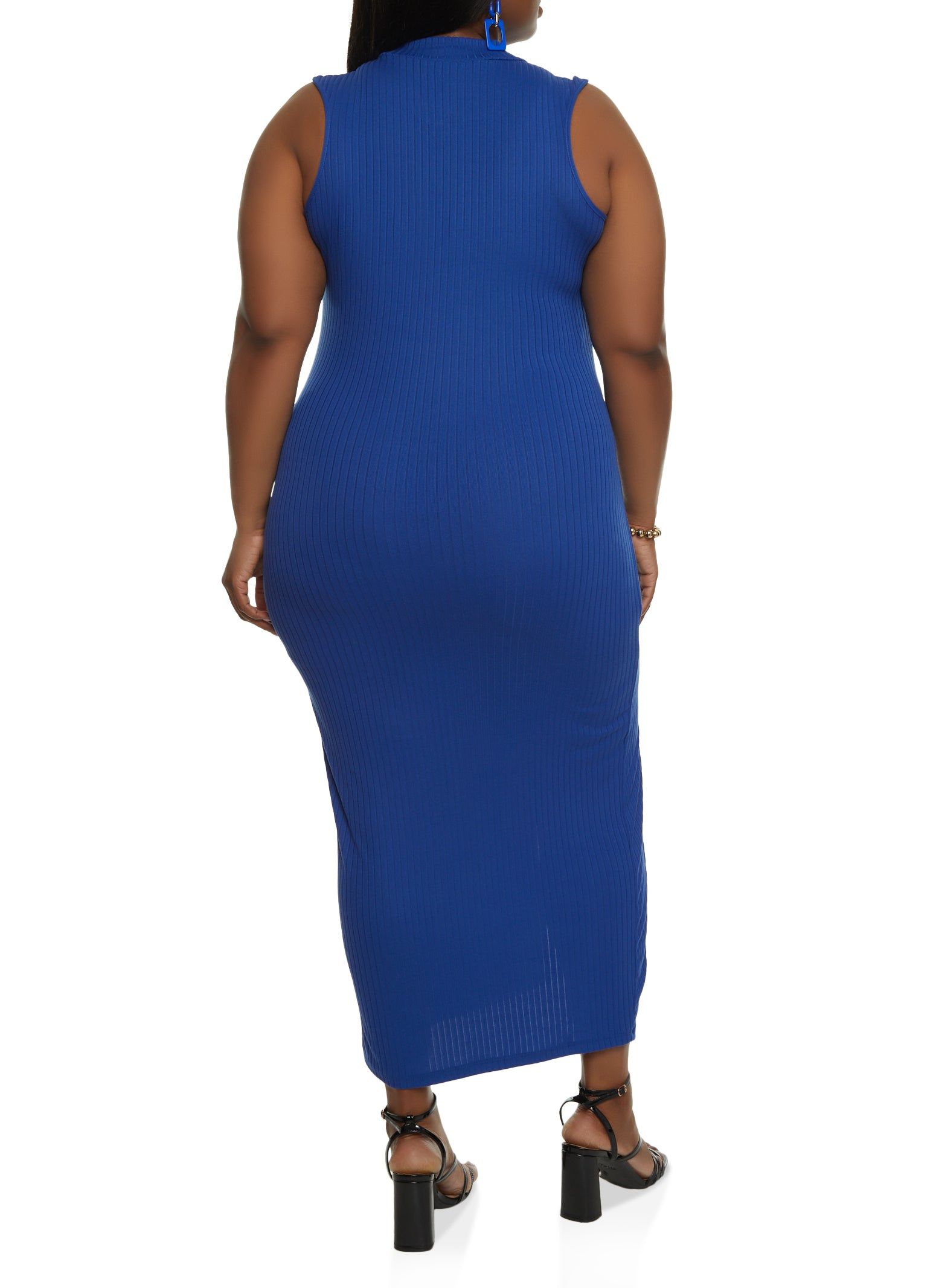 Plus Size Mock Neck Side Slit Tank Dress sold by Rainbow product image thumbnail 3