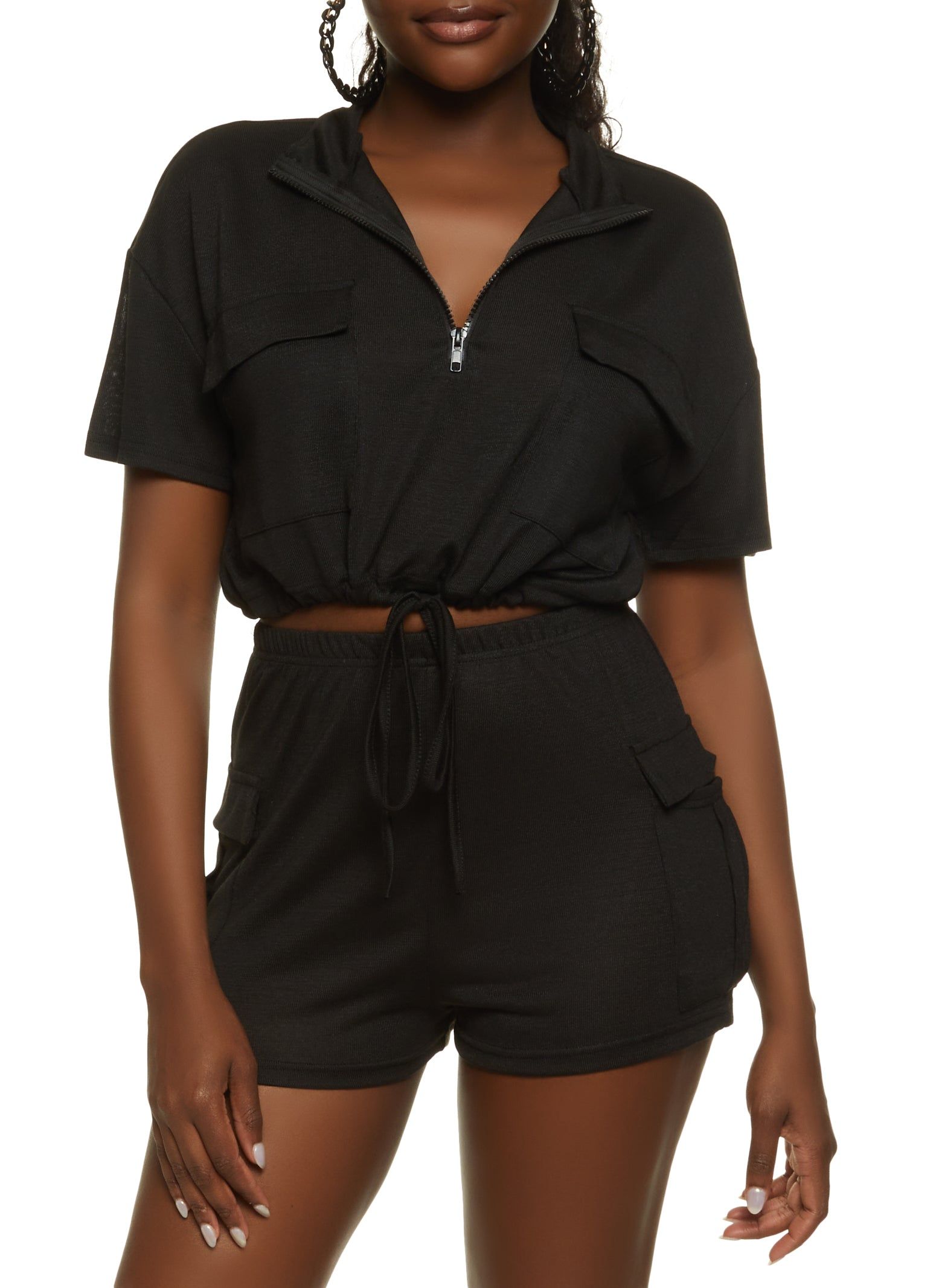 Brushed Knit Drawstring Hem Utility Top sold by Rainbow product image thumbnail 2