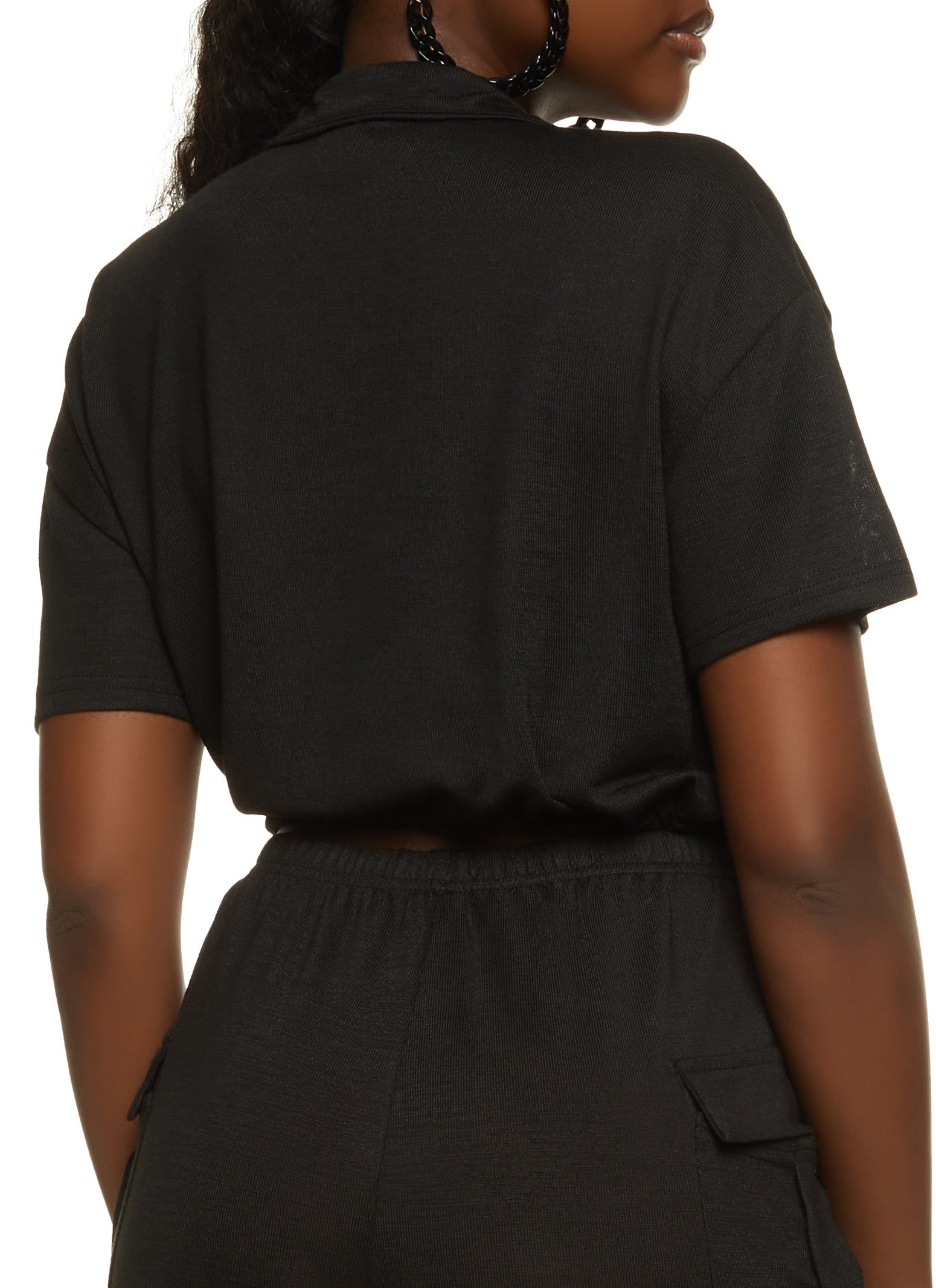 Brushed Knit Drawstring Hem Utility Top sold by Rainbow product image thumbnail 3