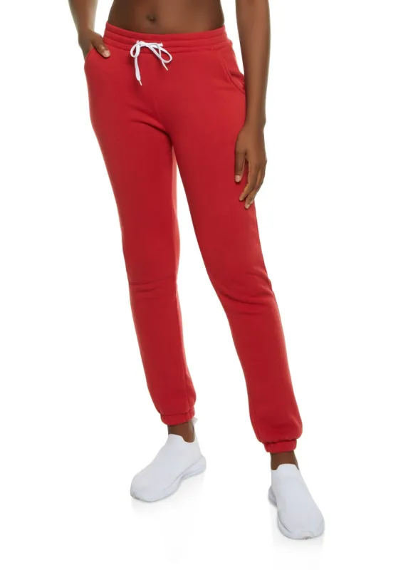 Pocketed Basic Fleece Joggers sold by Rainbow