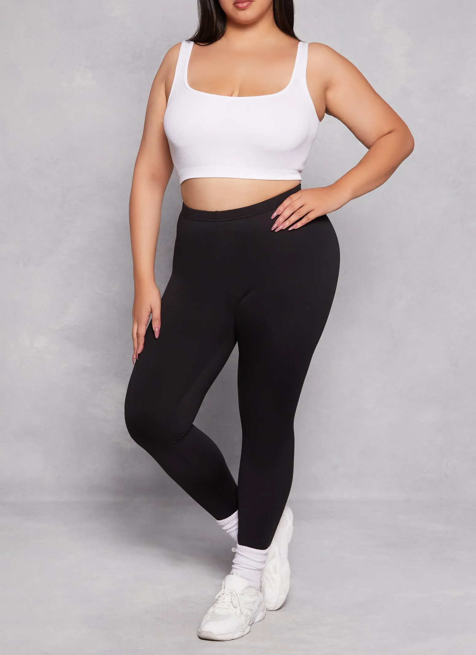 Plus Size Soft Knit Fleece Lined Leggings sold by Rainbow