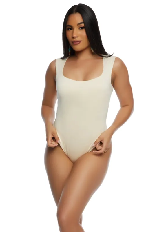 Haute Monde Solid Square Neck Bodysuit sold by Rainbow