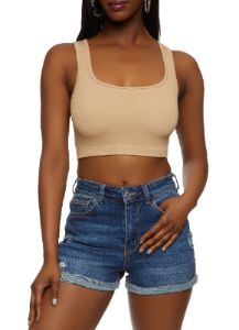Seamless Rib Knit Crop Top sold by Rainbow