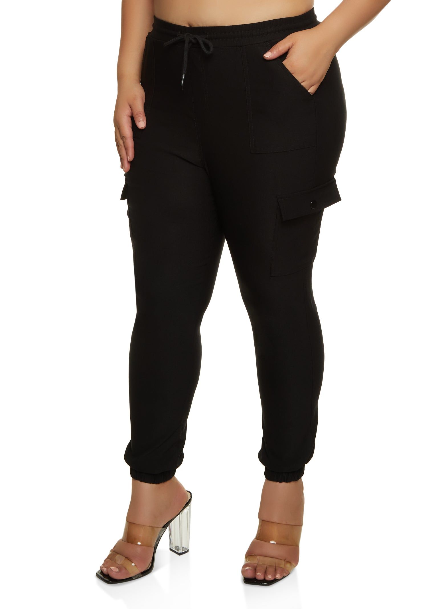 Plus Size Stretch Cargo Pocket Joggers sold by Rainbow