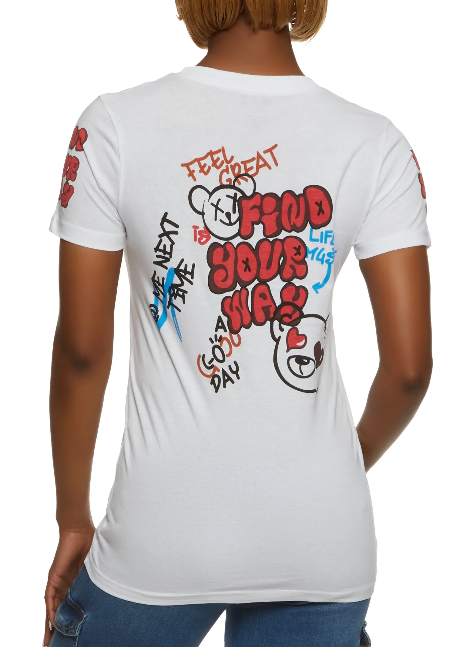 Find Your Way Bear Graphic Graffiti Print Tee sold by Rainbow product image thumbnail 2