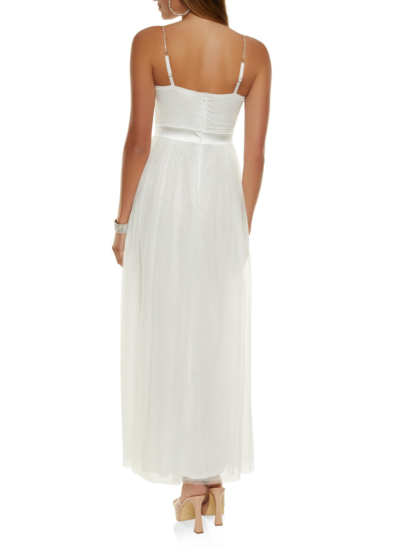 Rhinestone Strap Tulle Corset Maxi Dress sold by Rainbow product image thumbnail 3