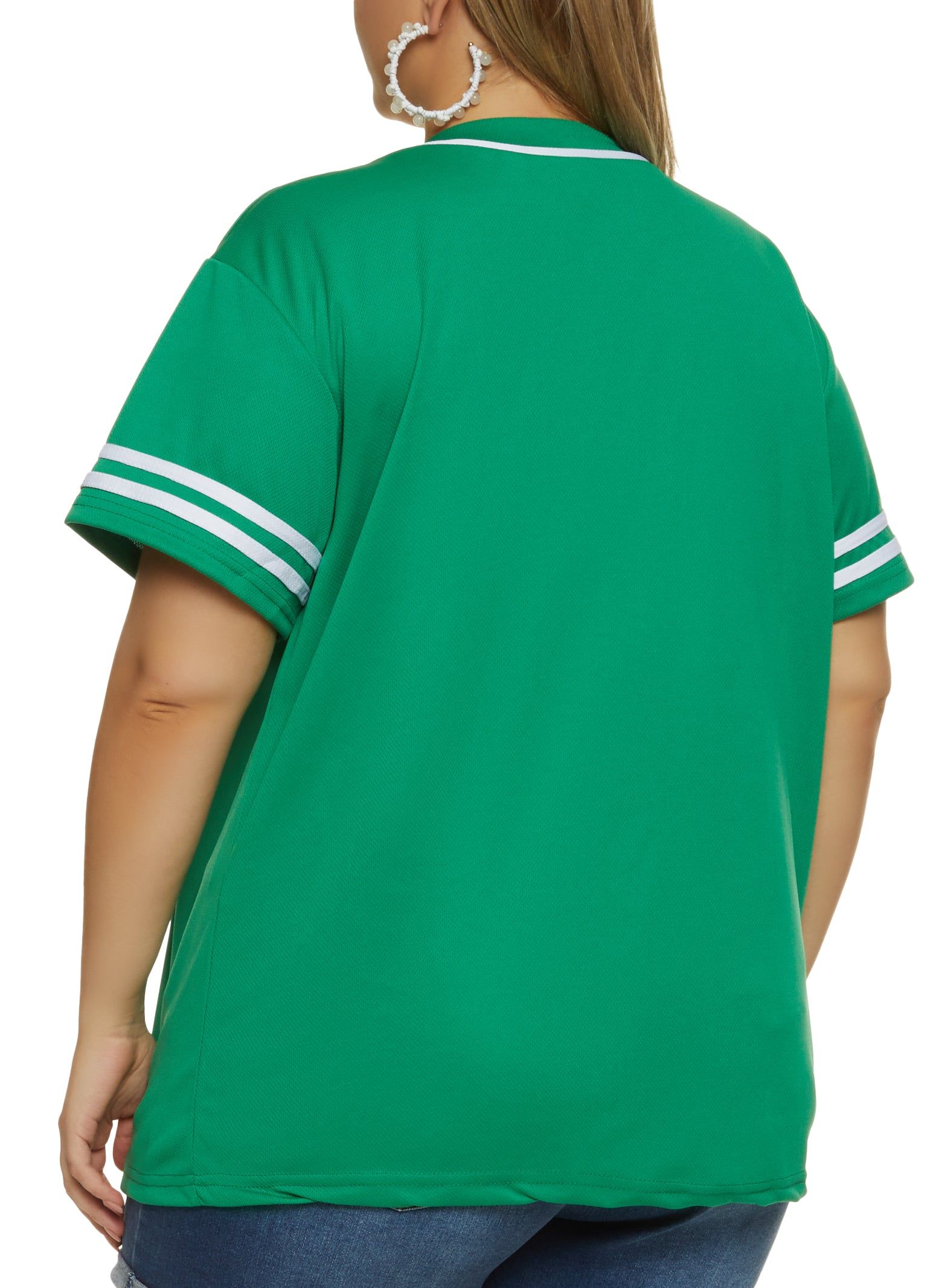 Plus Size Savage Button Front Mesh Baseball Tee sold by Rainbow product image thumbnail 2