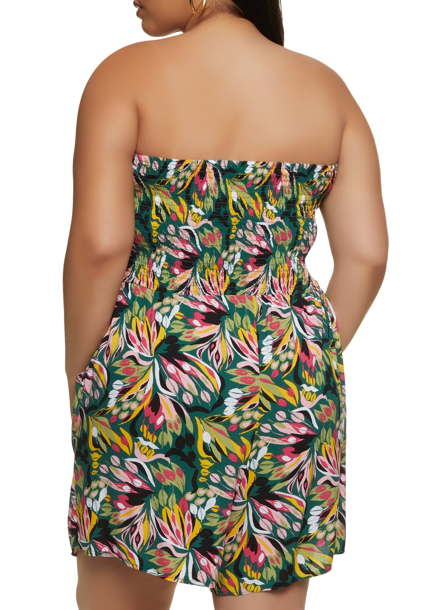 Plus Size Printed Smocked Tube Romper sold by Rainbow product image thumbnail 2