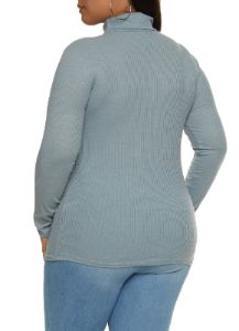 Plus Size Ribbed Knit Turtleneck Top sold by Rainbow