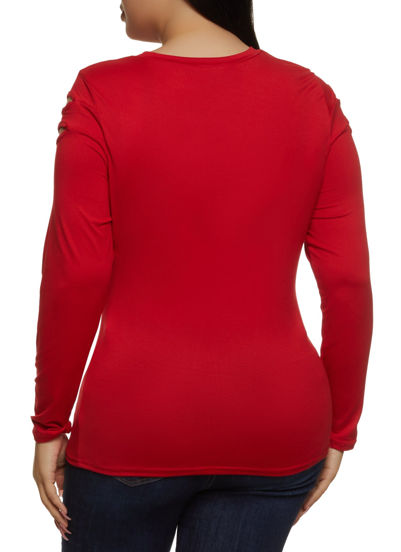 Plus Size Cut Out Keyhole Long Sleeve Tee sold by Rainbow product image thumbnail 2