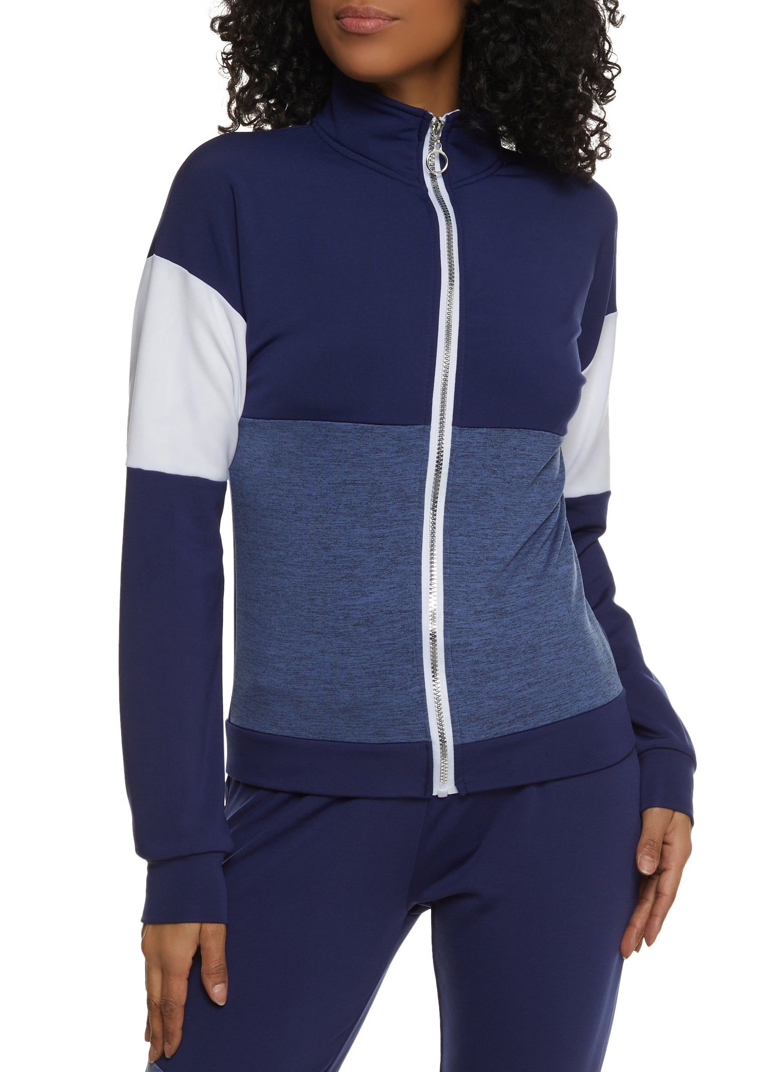 Color Block Zip Front Track Jacket sold by Rainbow