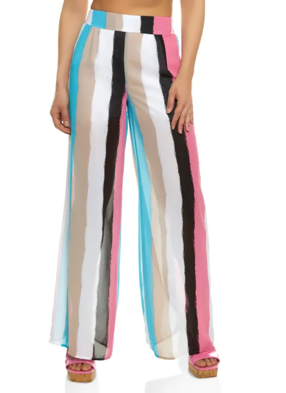 Smudge Striped Lined Palazzo Pants sold by Rainbow